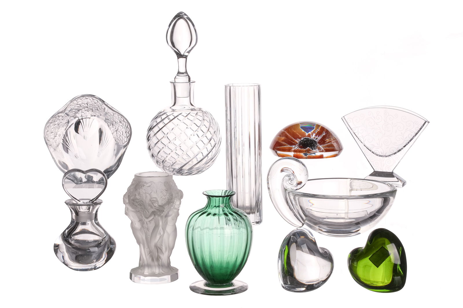 GROUP OF SIGNED GLASS VASES AND PAPERWEIGHTS (1 of 5)