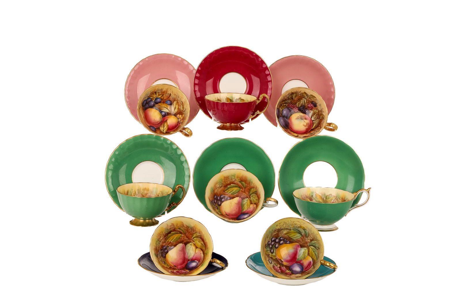 EIGHT AYNSLEY PORCELAIN CUPS & SAUCERS (1 of 4)