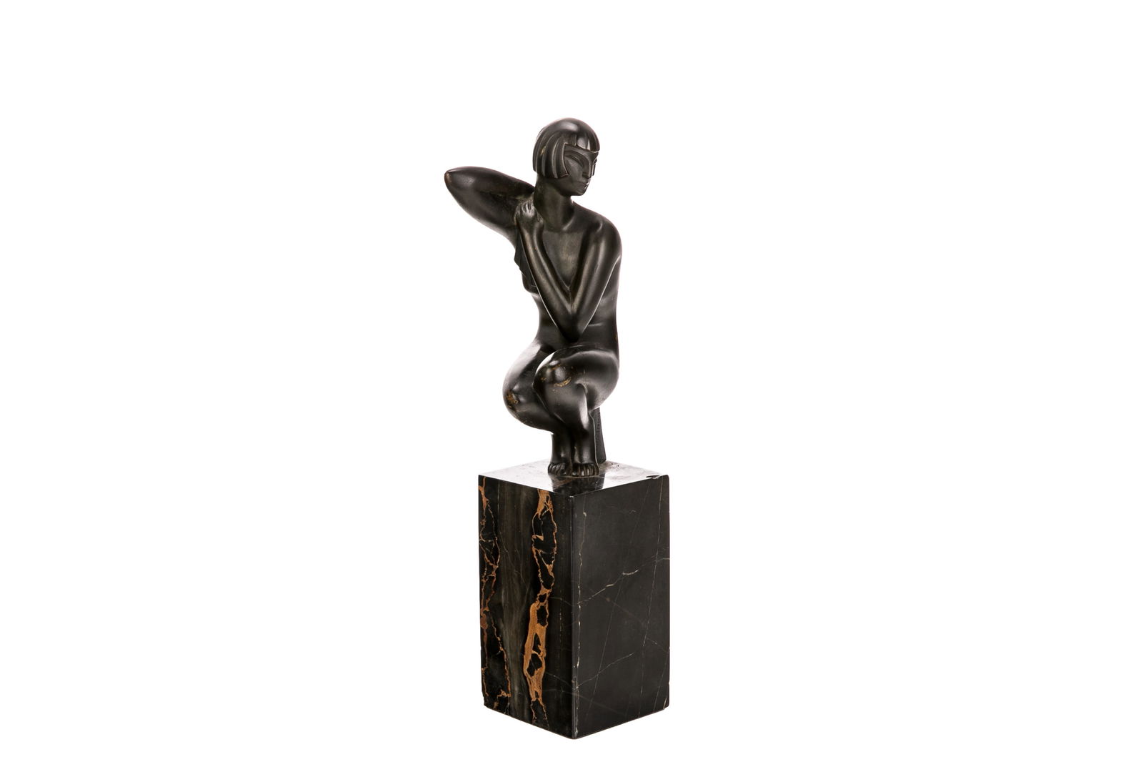 ART DECO BRONZE FIGURE ON MARBLE STAND (1 of 7)