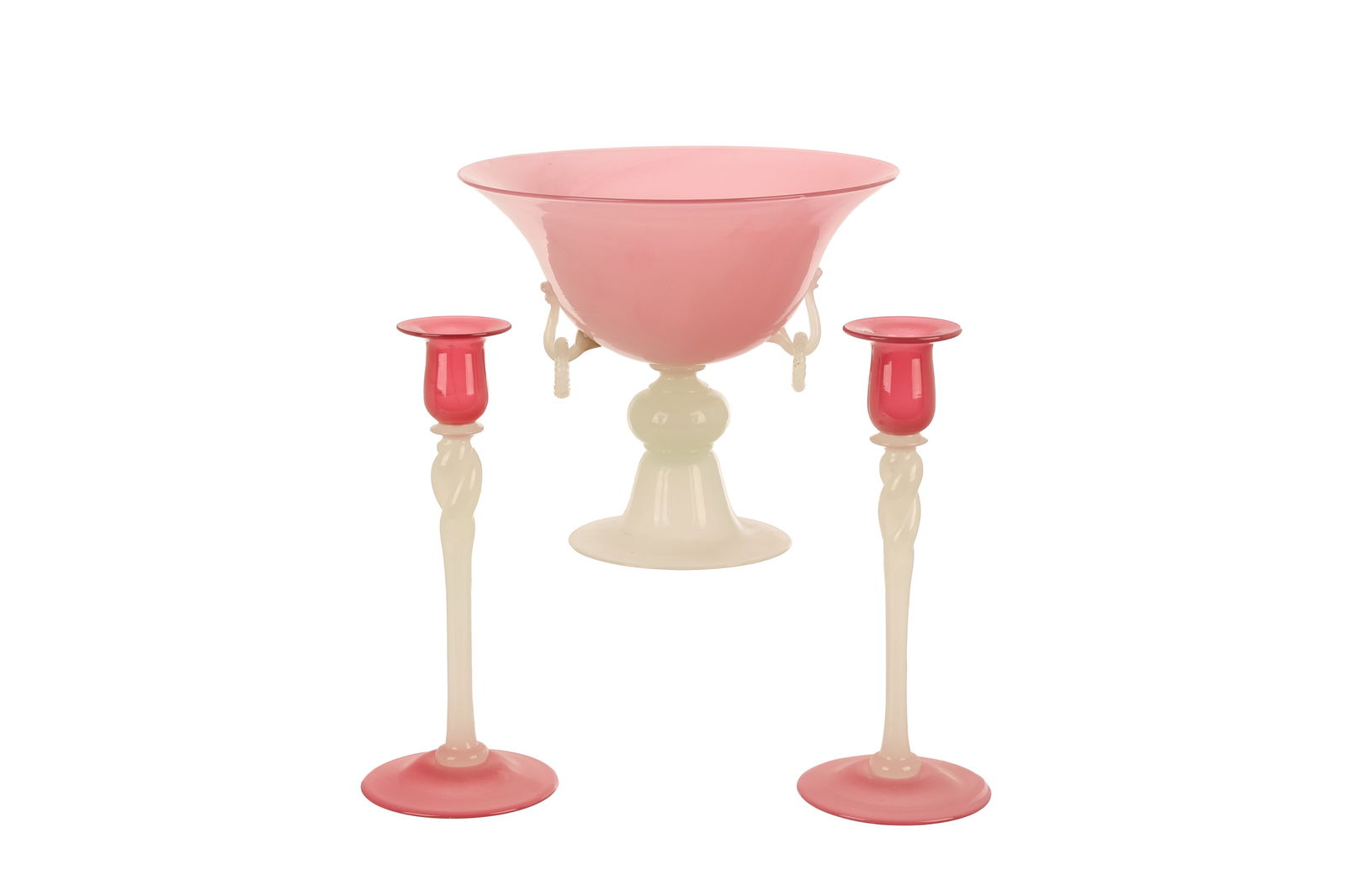 THREE PCS STEUBEN OPAQUE PINK & WHITE GLASS (1 of 1)