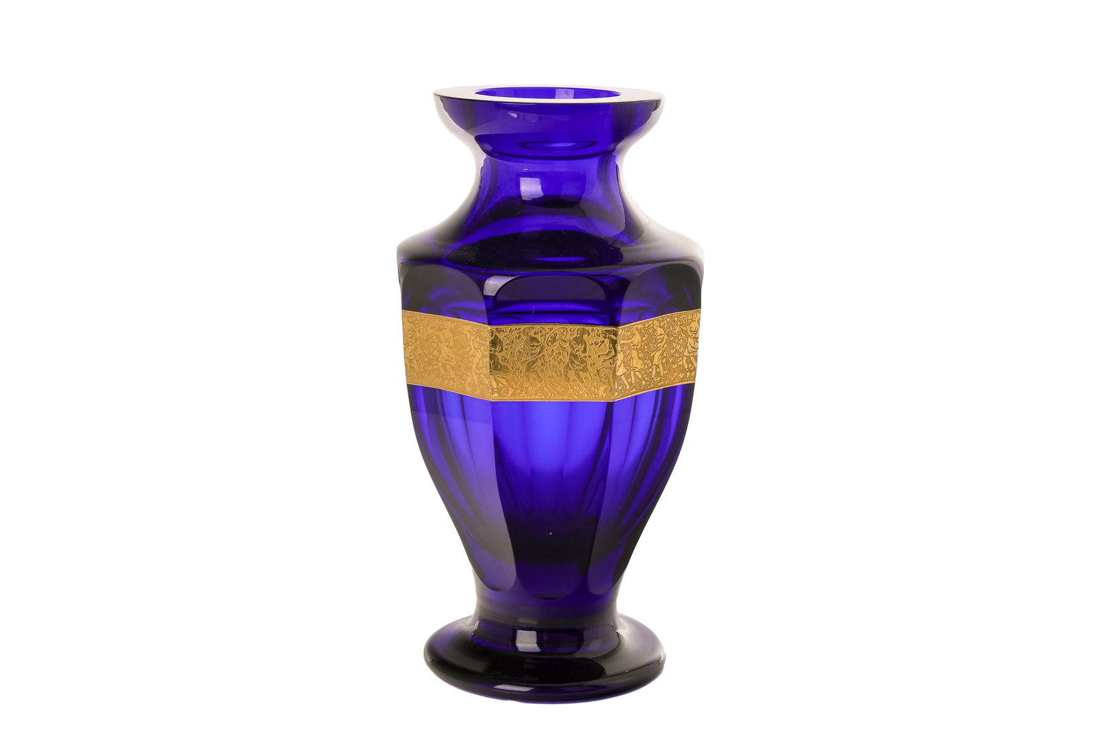 MOSER COBALT GLASS & FRIEZE VASE (1 of 3)