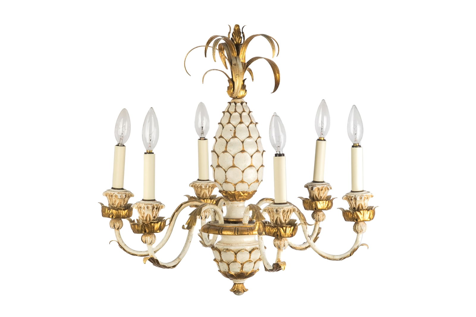 GILT WOOD PINEAPPLE CHANDELIER (1 of 1)