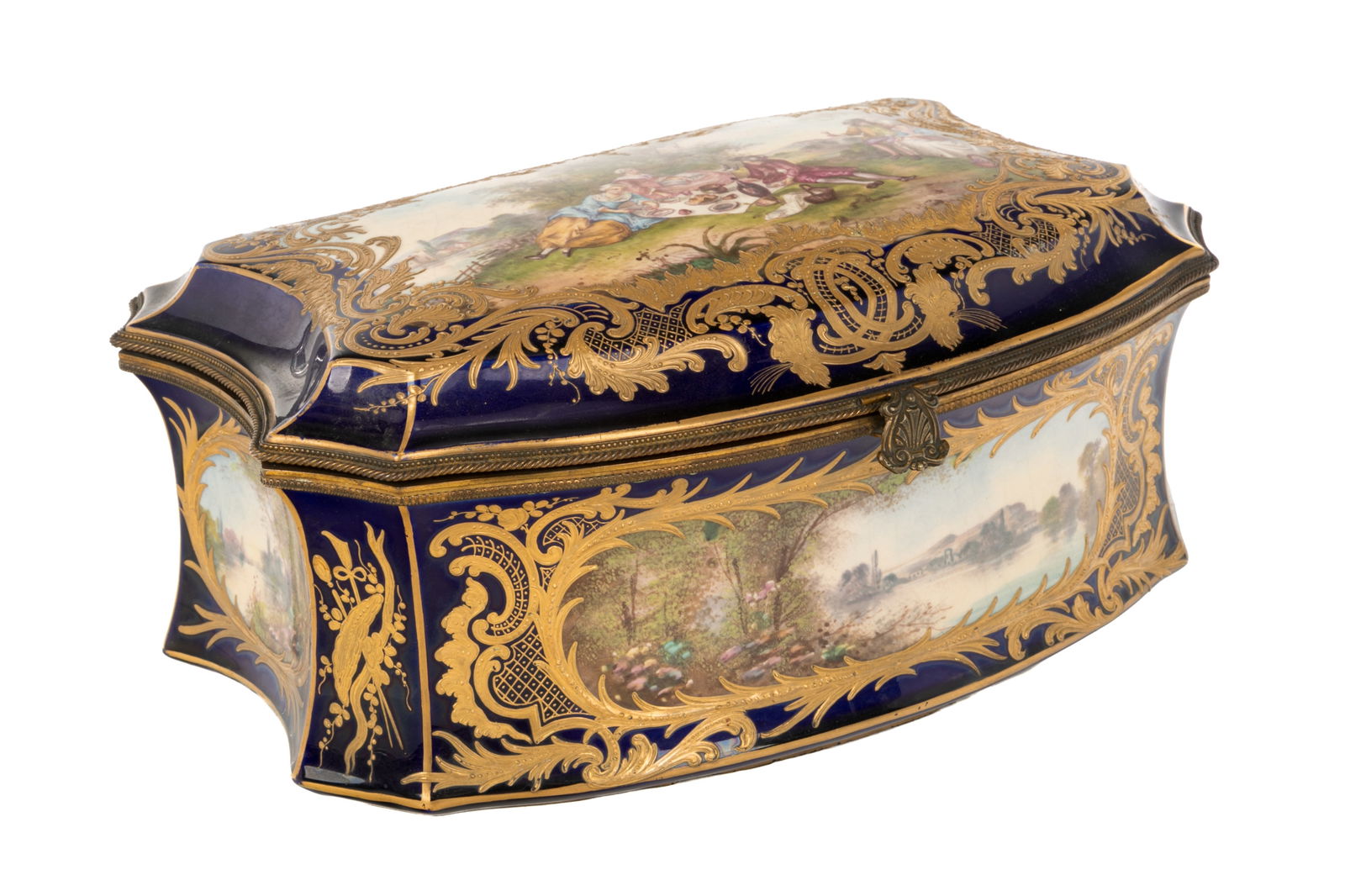 LARGE SEVRES STYLE PORCELAIN JEWELRY BOX (1 of 2)
