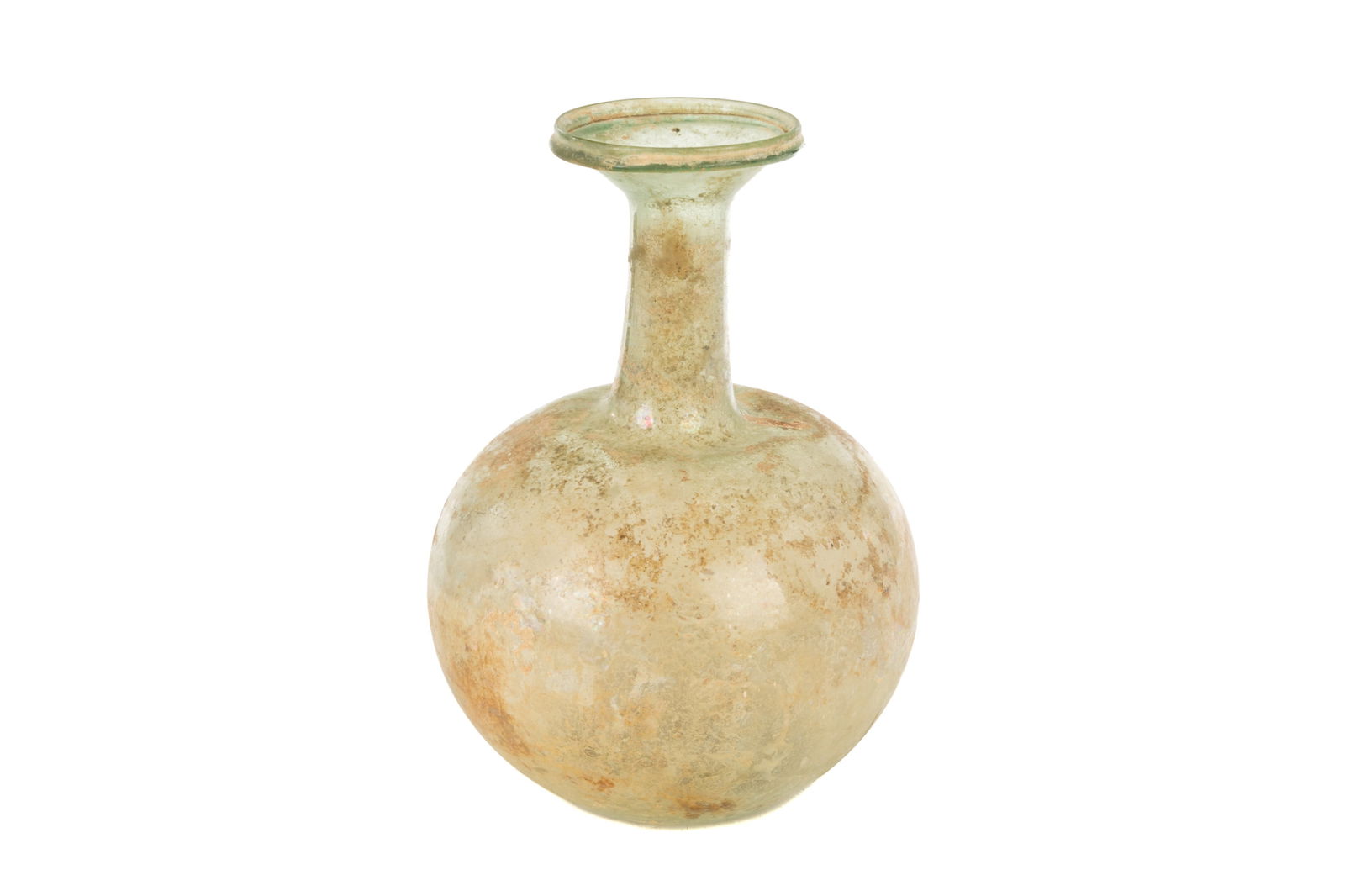 LARGE ANCIENT ROMAN GLASS BULBOUS FLASK (1 of 5)