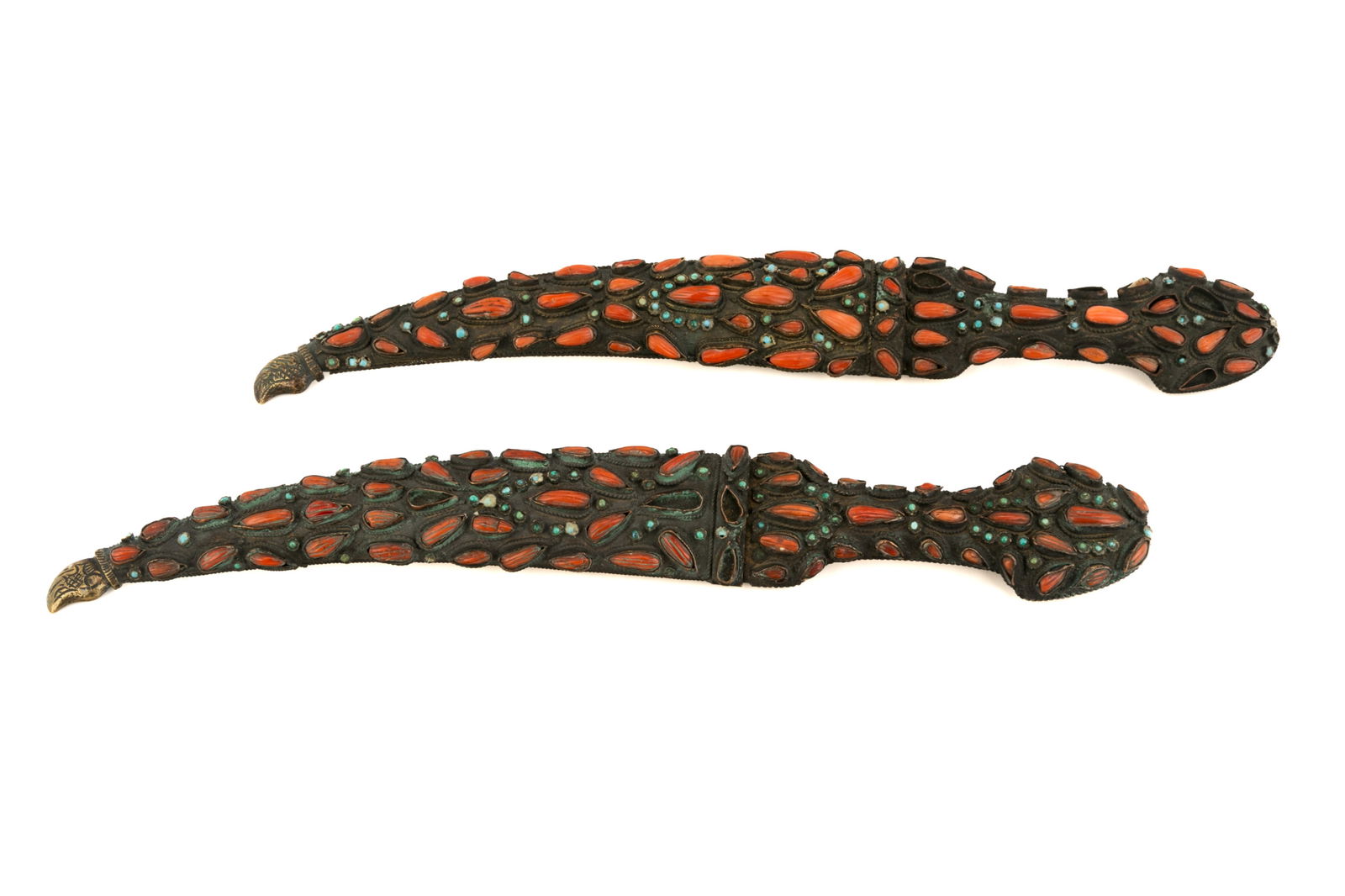 TWO OTTOMAN CORAL AND TURQUOISE INLAID DAGGERS (1 of 8)