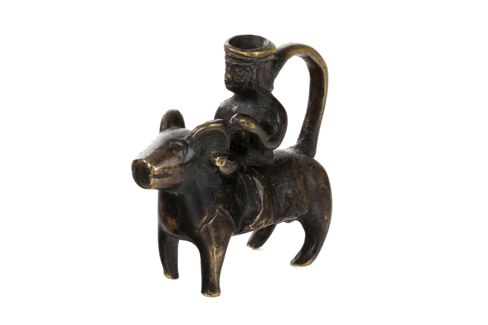 18th C ENGLISH BRONZE HORSEMAN VESSEL (1 of 6)