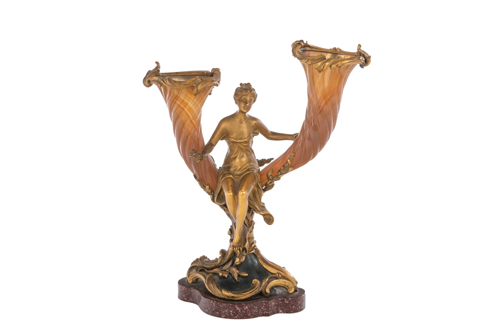 FRENCH ART NOUVEAU ORMOLU & AGATE CENTREPIECE VASE (1 of 5)