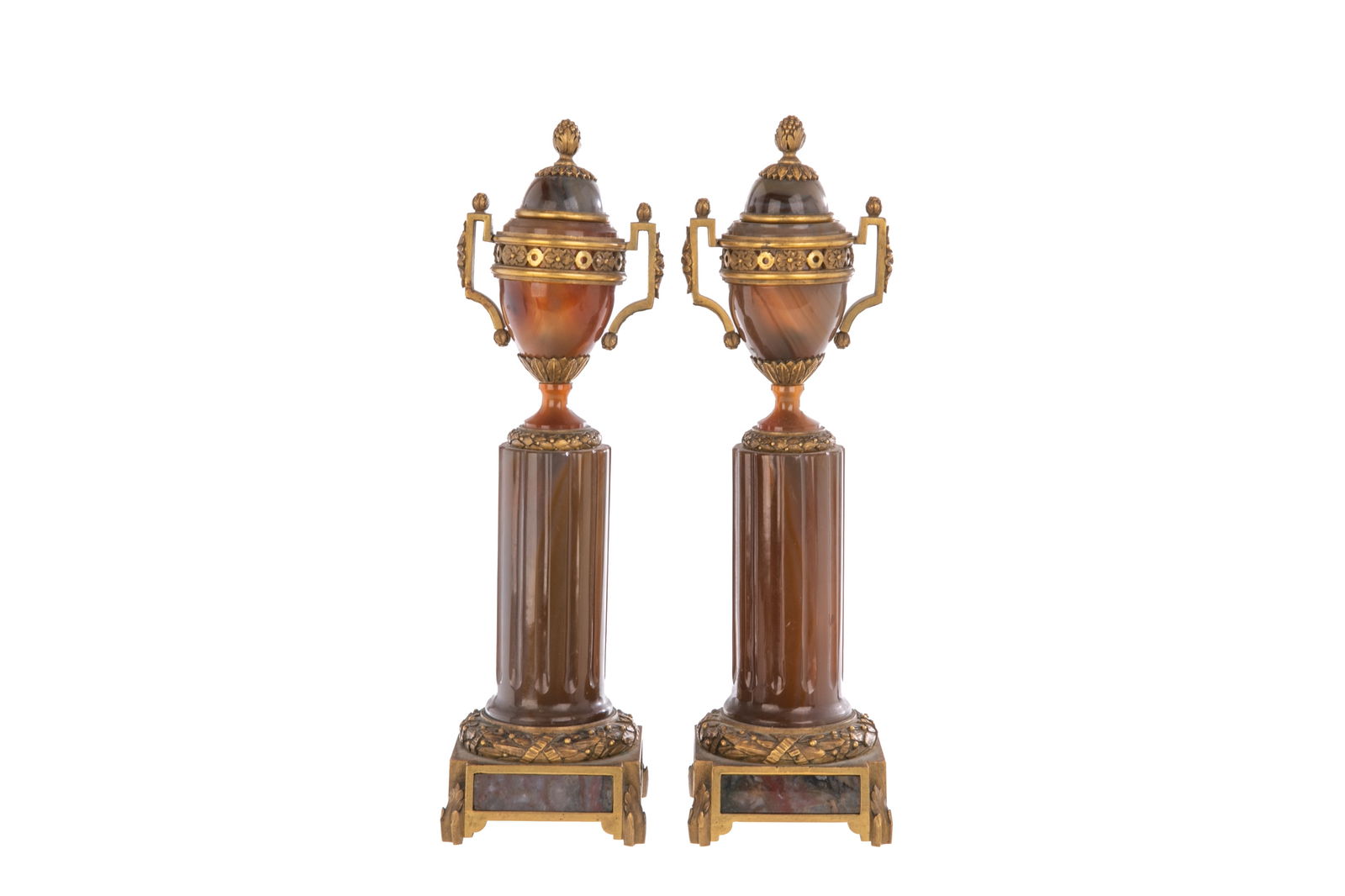 PAIR OF FRENCH ORMOLU-MOUNTED AGATE CASSOLETTES (1 of 4)