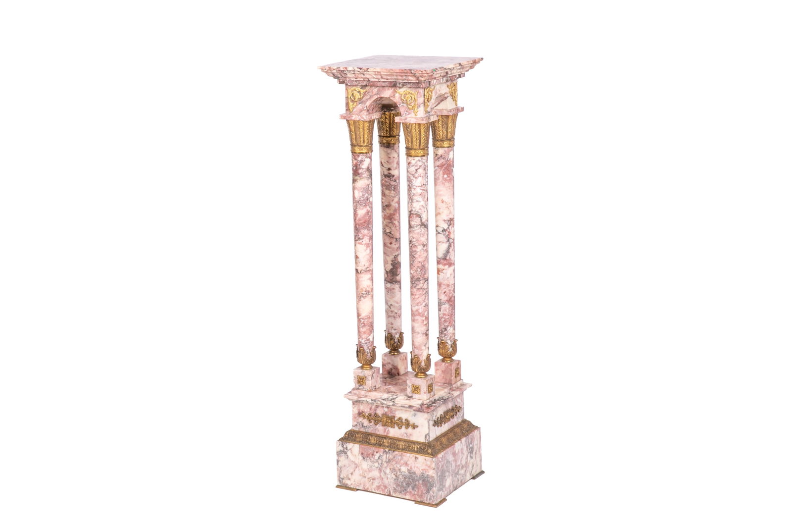 ANTIQUE ROUGE MARBLE & BRONZE MOUNTED PEDESTAL (1 of 4)