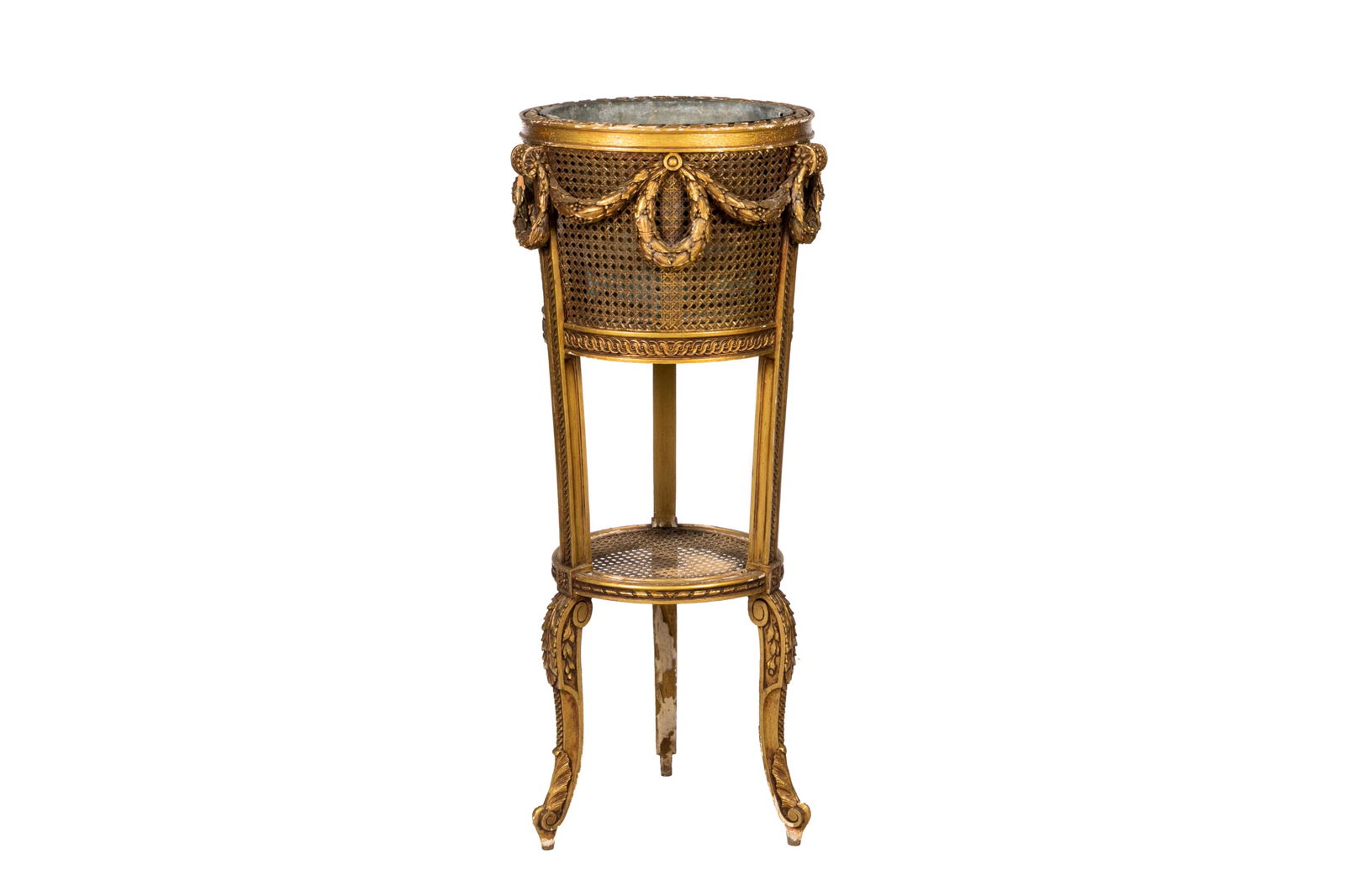 GILT PAINTED FRENCH CANED JARDENIER ON STAND (1 of 1)