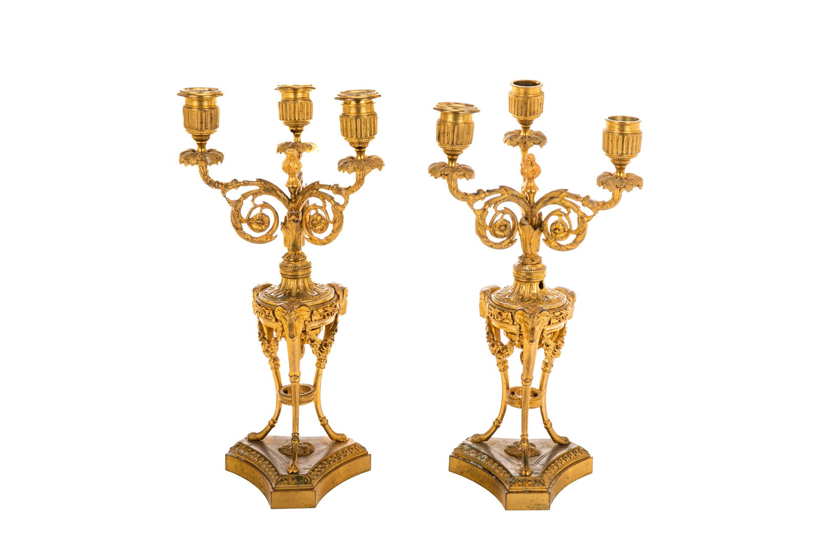 PAIR OF FRENCH GILT BRONZE CANDELABRA (1 of 3)