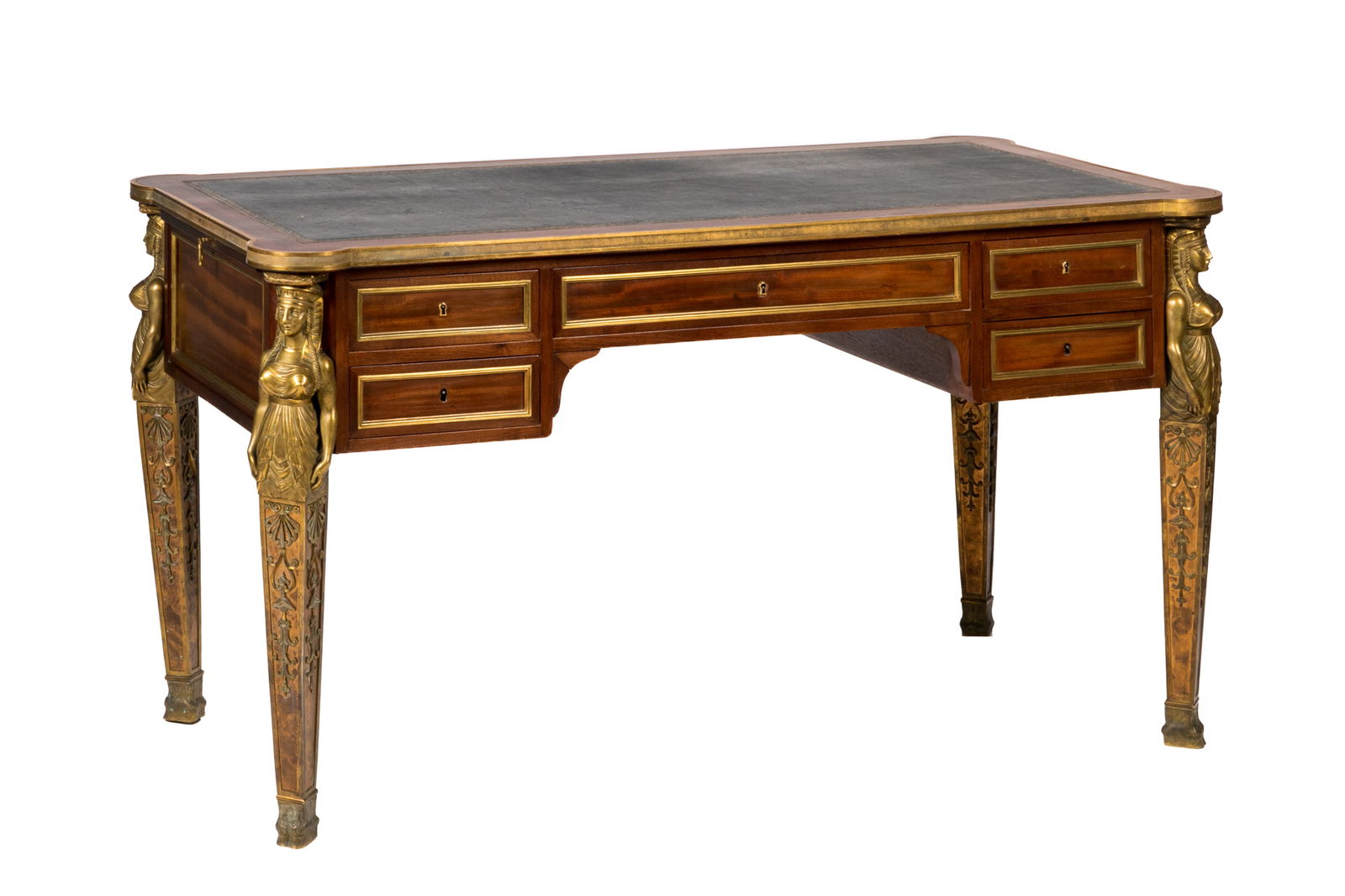 EGYPTIAN REVIVAL FRENCH BRONZE MOUNTED DESK (1 of 6)