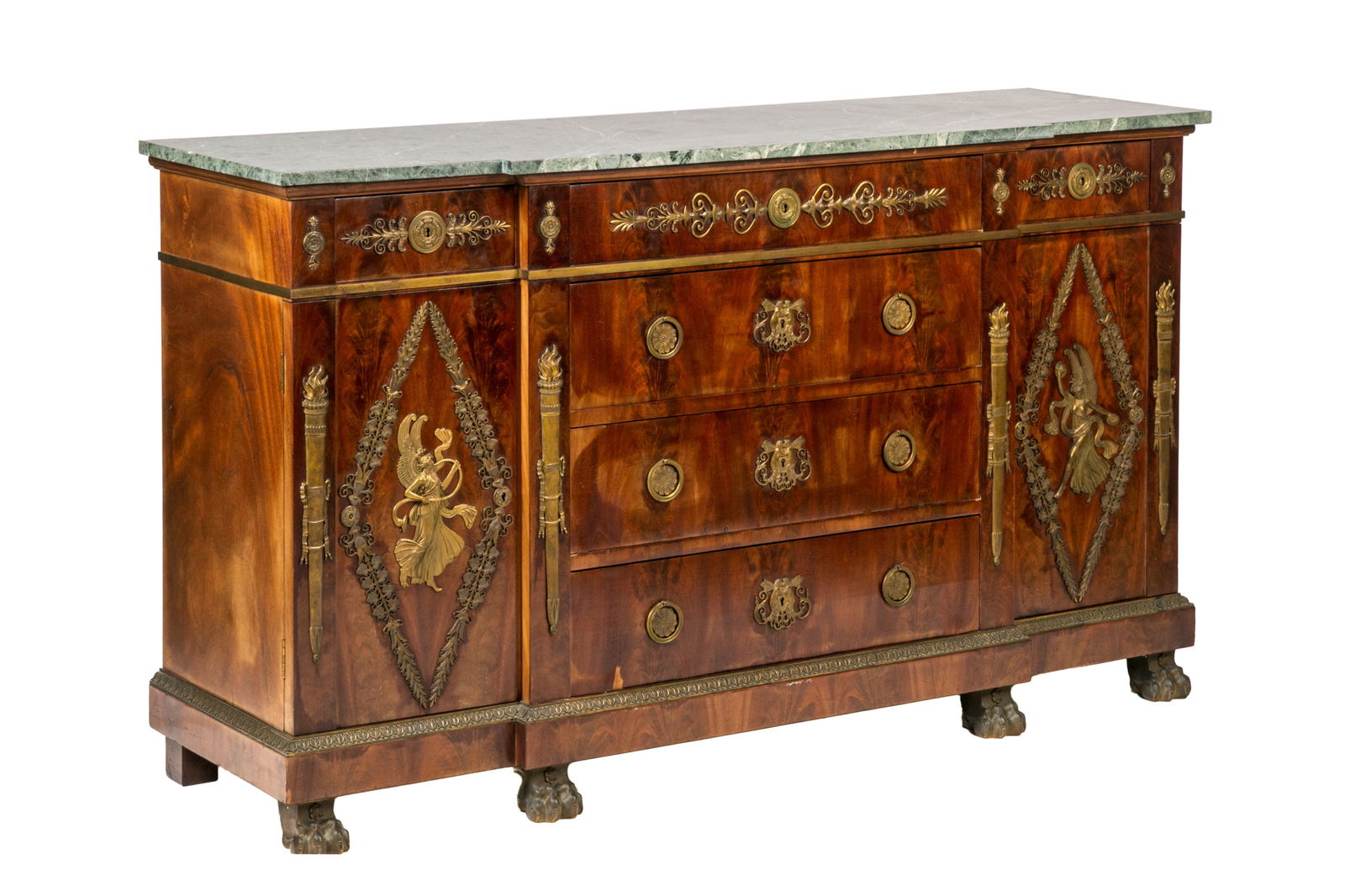 FRENCH EMPIRE BRONZE MOUNTED LONG CHEST (1 of 2)