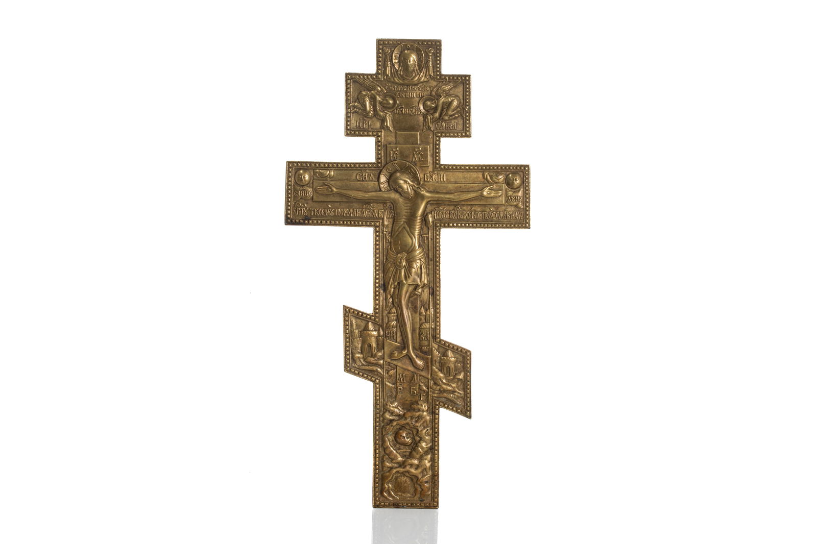 LARGE RUSSIAN GILT METAL ORTHODOX CROSS (1 of 2)