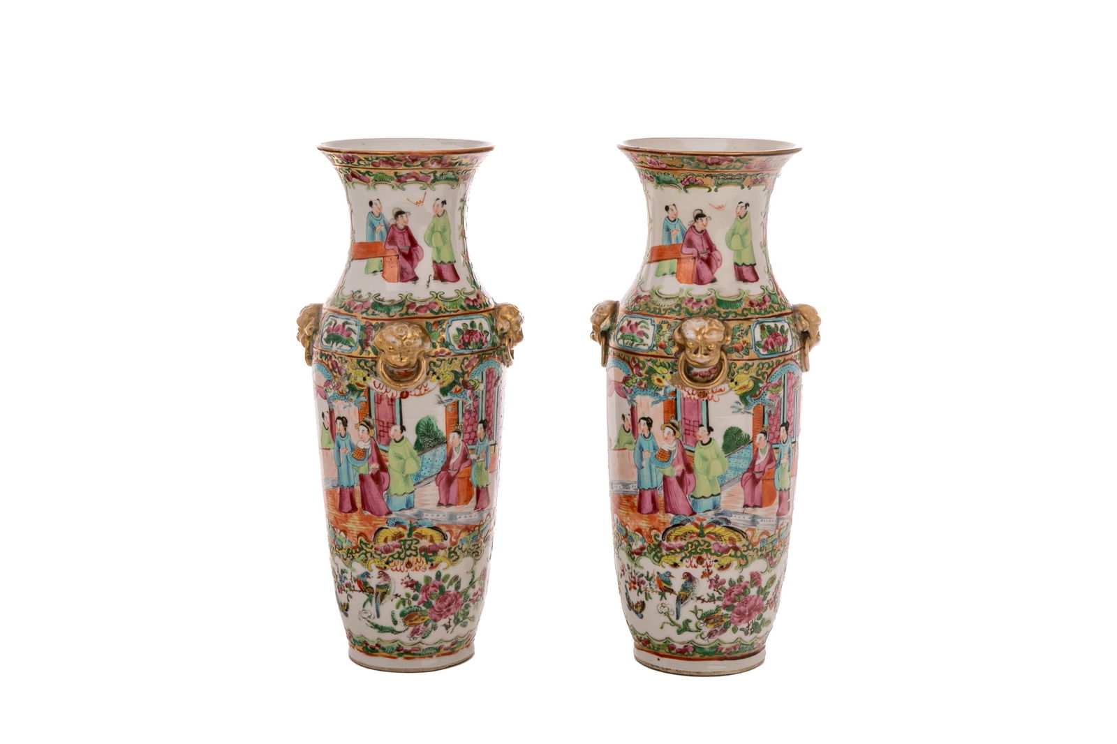 PAIR OF CHINESE CANTON FAMILLE ROSE VASES (1 of 4)