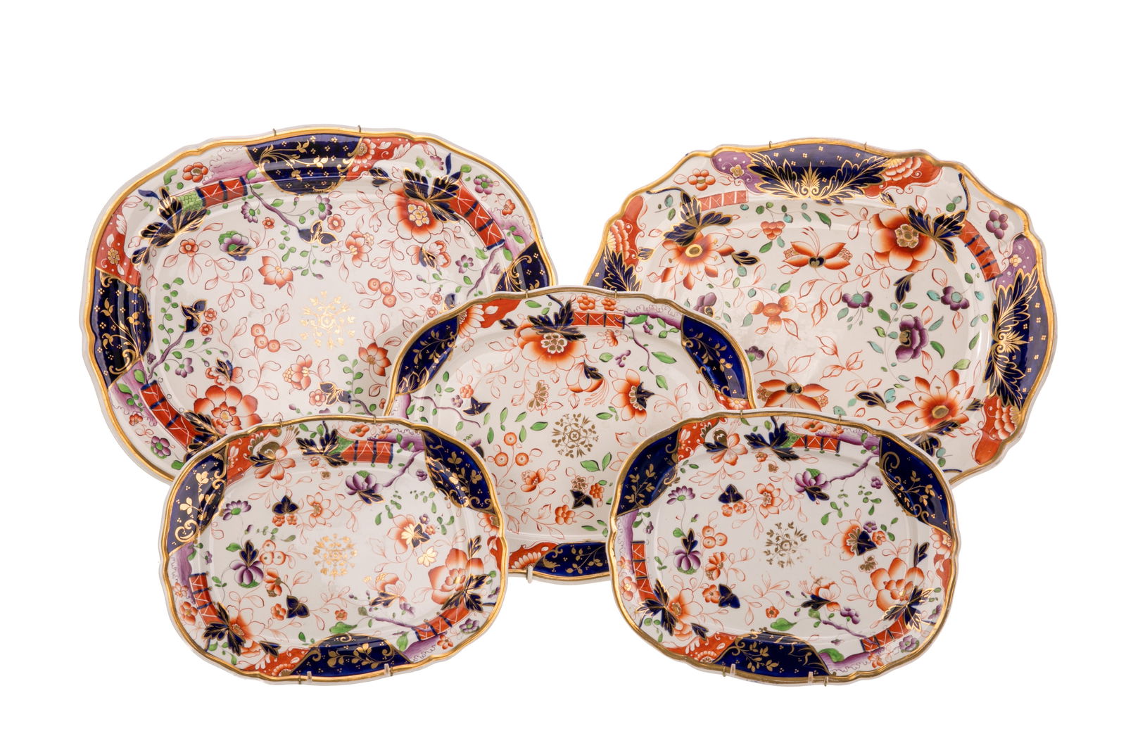 FIVE 19TH C ENGLISH PORCELAIN GRADUATED PLATTERS (1 of 6)