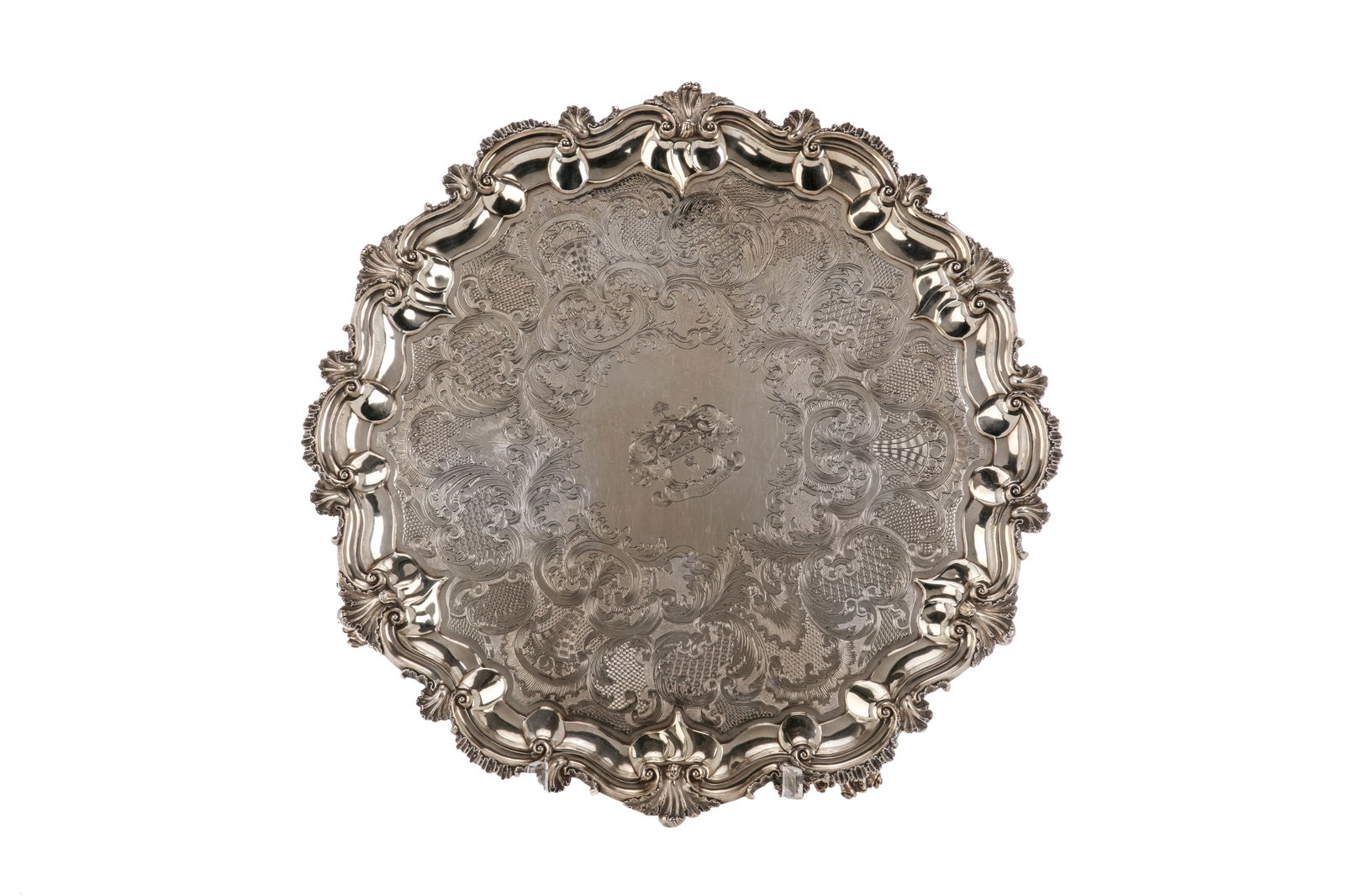 IMPORTANT 19th C SCOTTISH SILVER SALVER, 4242g (1 of 5)