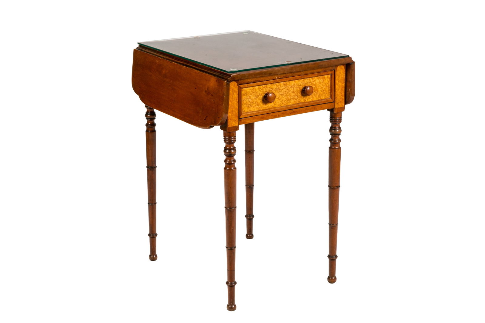 ANTIQUE CANADIAN MIXED WOOD WORK TABLE (1 of 3)