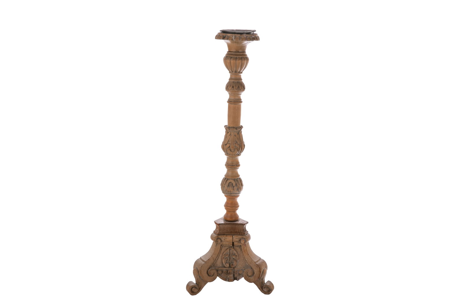 EARLY CANADIAN PINE PRICKET: Probably Quebec.H.: 180.3 cm (71 in.)