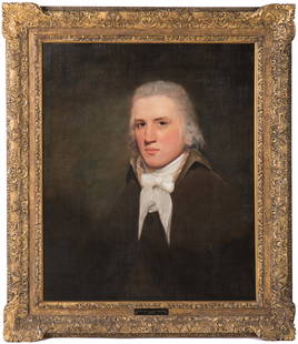 MANNER OF SIR HENRY RAEBURN (British, 1756-1823): Portrait of Thomas Wise of Hillbank Oil on canvas H.: 39 1/4" W. 25" Provenance: Philip Mould Historical Portraits Ltd., London, with their label verso; Private Collection, Thunder Bay, ON, by descent