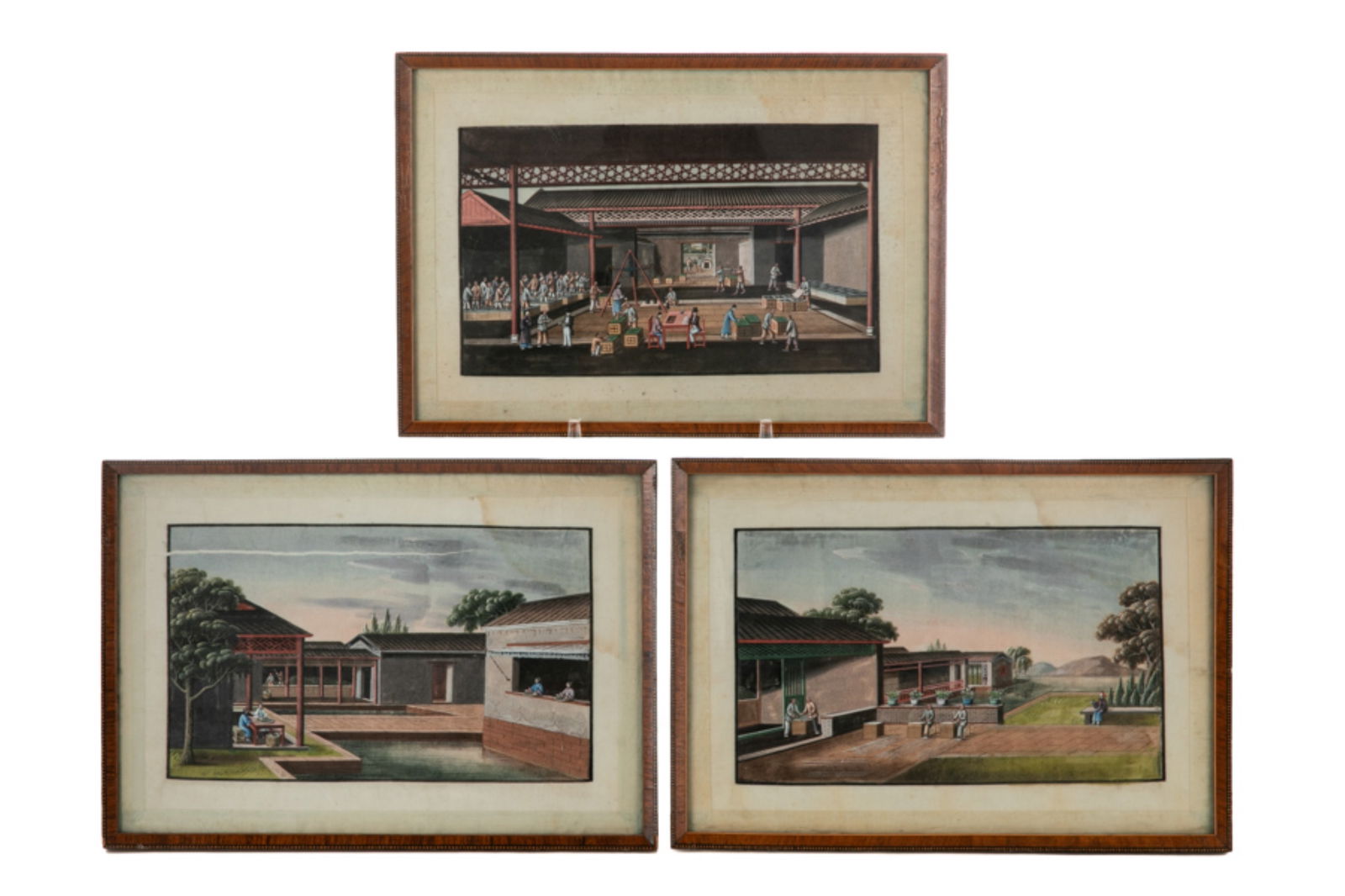 THREE CHINESE EXPORT GOUACHE PAINTINGS (1 of 5)