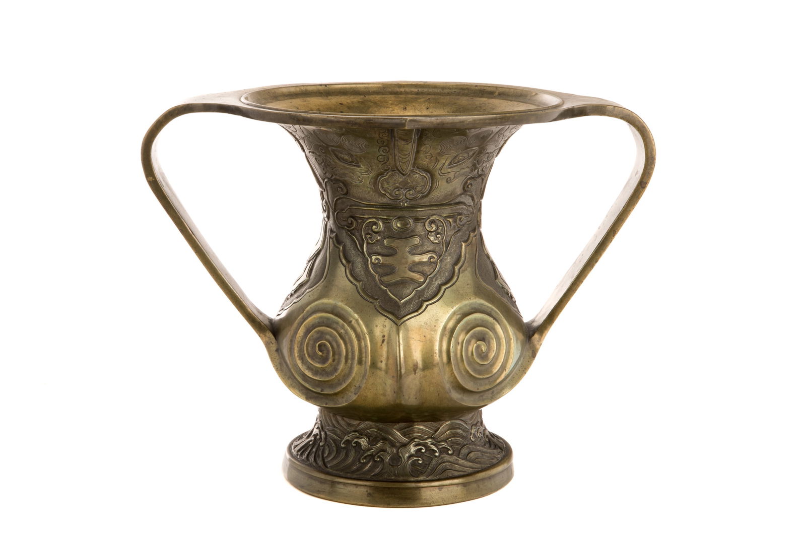 A CHINESE BRONZE ARCHAISTIC  DOUBLE-HANDLED VASE (1 of 5)