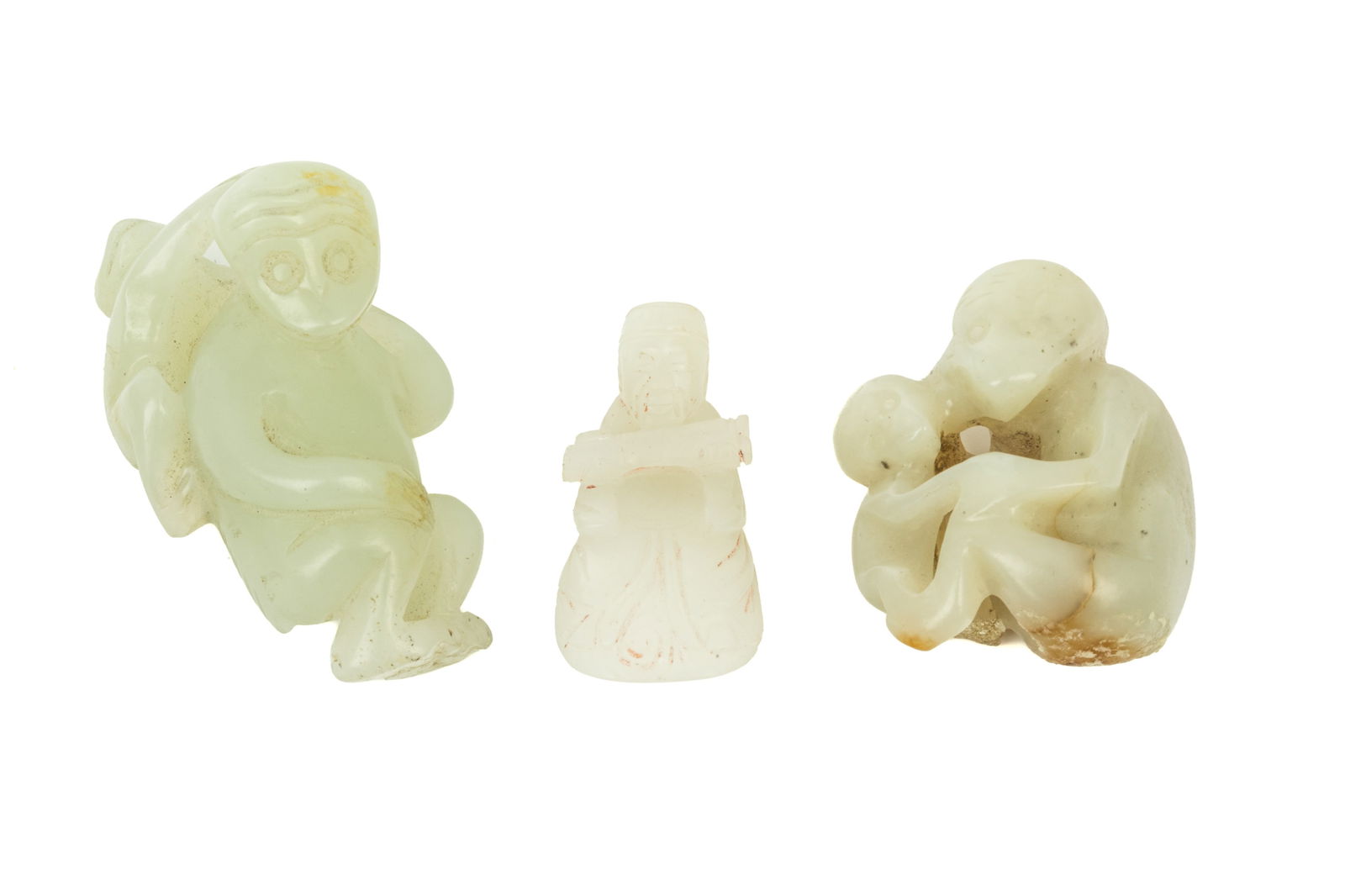 THREE CHINESE JADE CARVED FIGURINES (1 of 3)