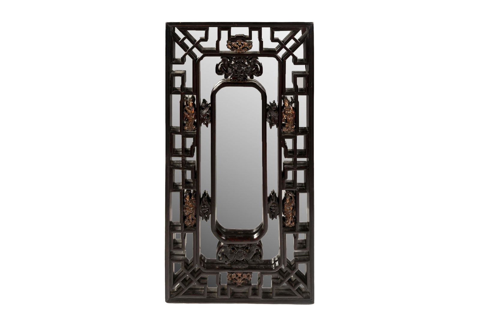 PAIR OF CHINESE ROSEWOOD FRAMED MIRRORS (1 of 1)