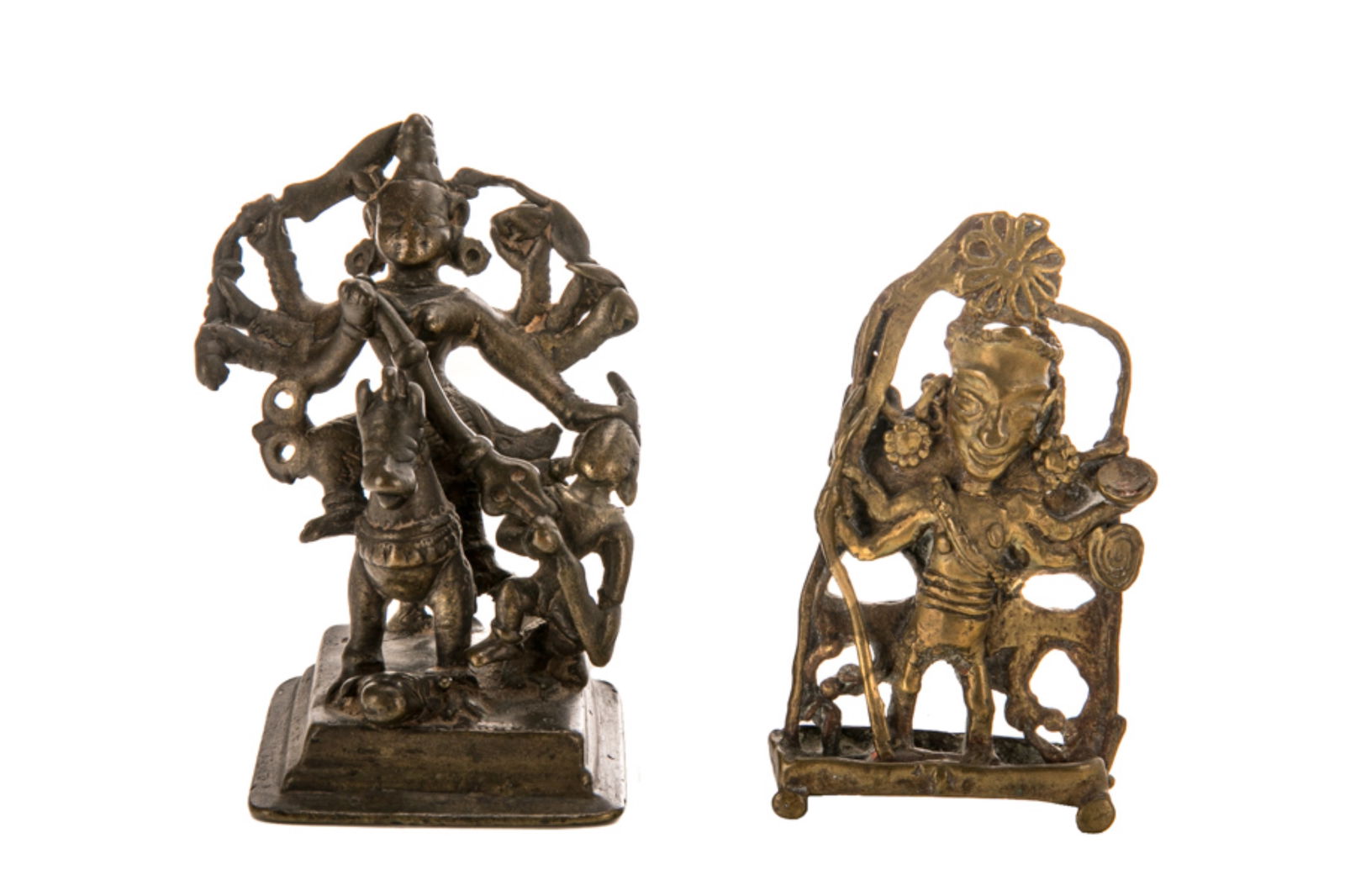 TWO INDIAN BRONZE FIGURES OF DURGA (1 of 4)