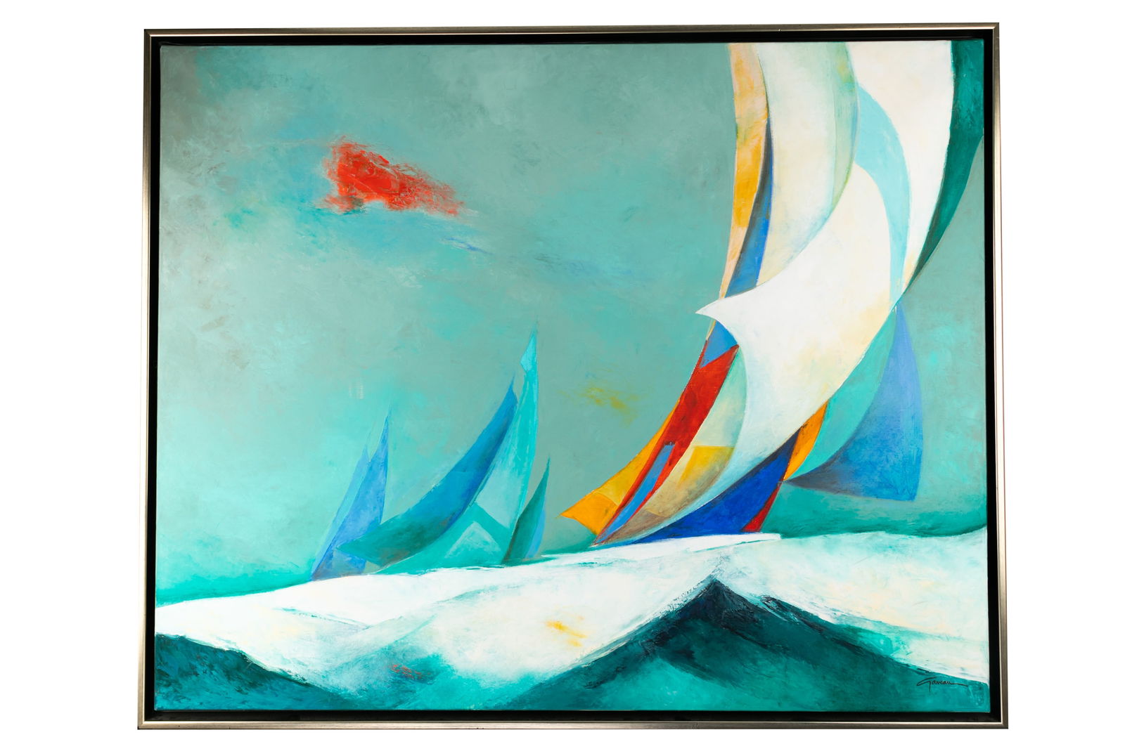 CLAUDE GAVEAU (French, 1940-2021): Sailboats Oil on canvas Signed bottom rightH.: 31 3/4" W.: 39 1/4" Provenance: Wally Findlay Galleries
