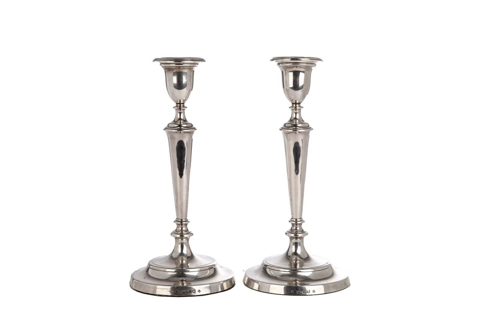 PAIR OF ENGLISH SILVER CANDLESTICKS (1 of 3)