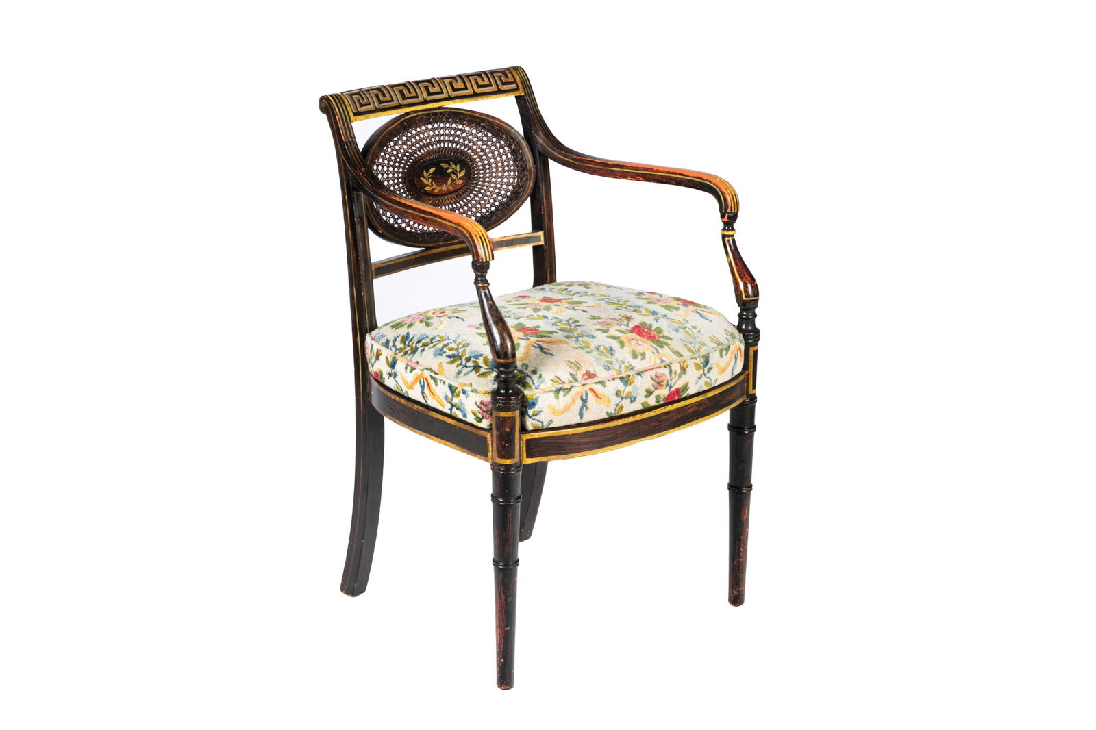 GEORGE III PAINTED AND CANED ARMCHAIR (1 of 5)