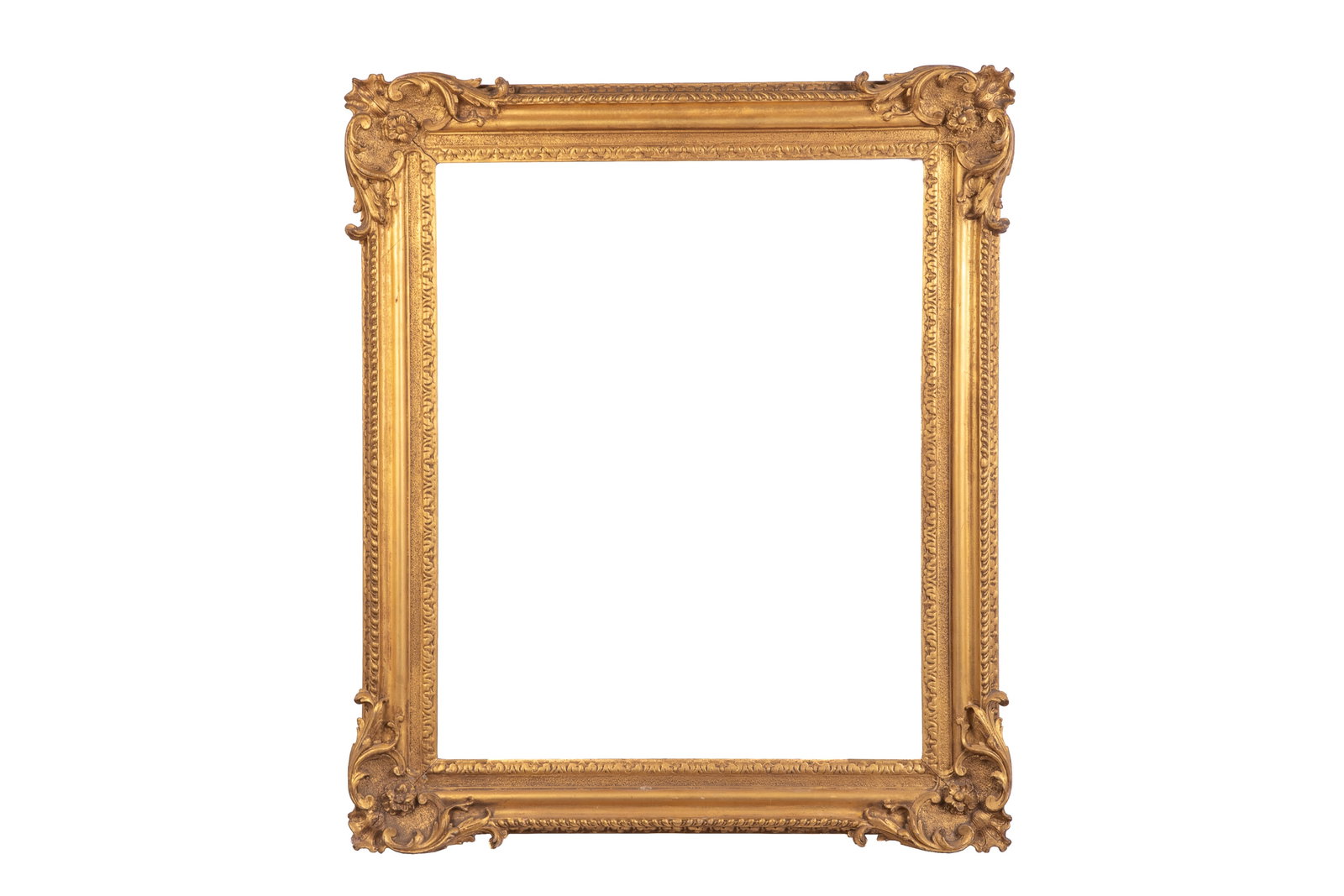 ROCOCO FRAME. ENGLISH, MID 18th C: Overall 39" x 32 7/8" Sight 31" x 25" Rebate 31 7/8" x 25 15/16" Size medium Provenance: European Art branch of the Art Gallery of Ontario; received as an anonymous gift in 1994.