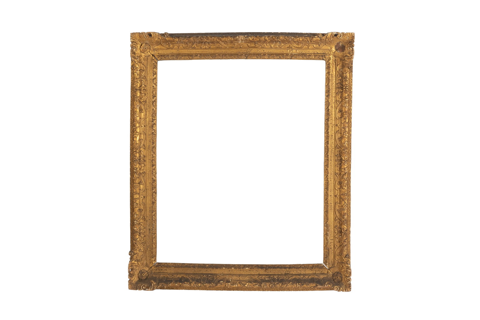 ANTIQUE GILTWOOD FRAME. ENGLISH, 18th C: Overall 37 1/8" x 32 1/4" Sight 29 1/2" x 24 1/4" Rebate 31" x 26" Size small Provenance: European Art branch of the Art Gallery of Ontario; received as an anonymous gift in 1997.
