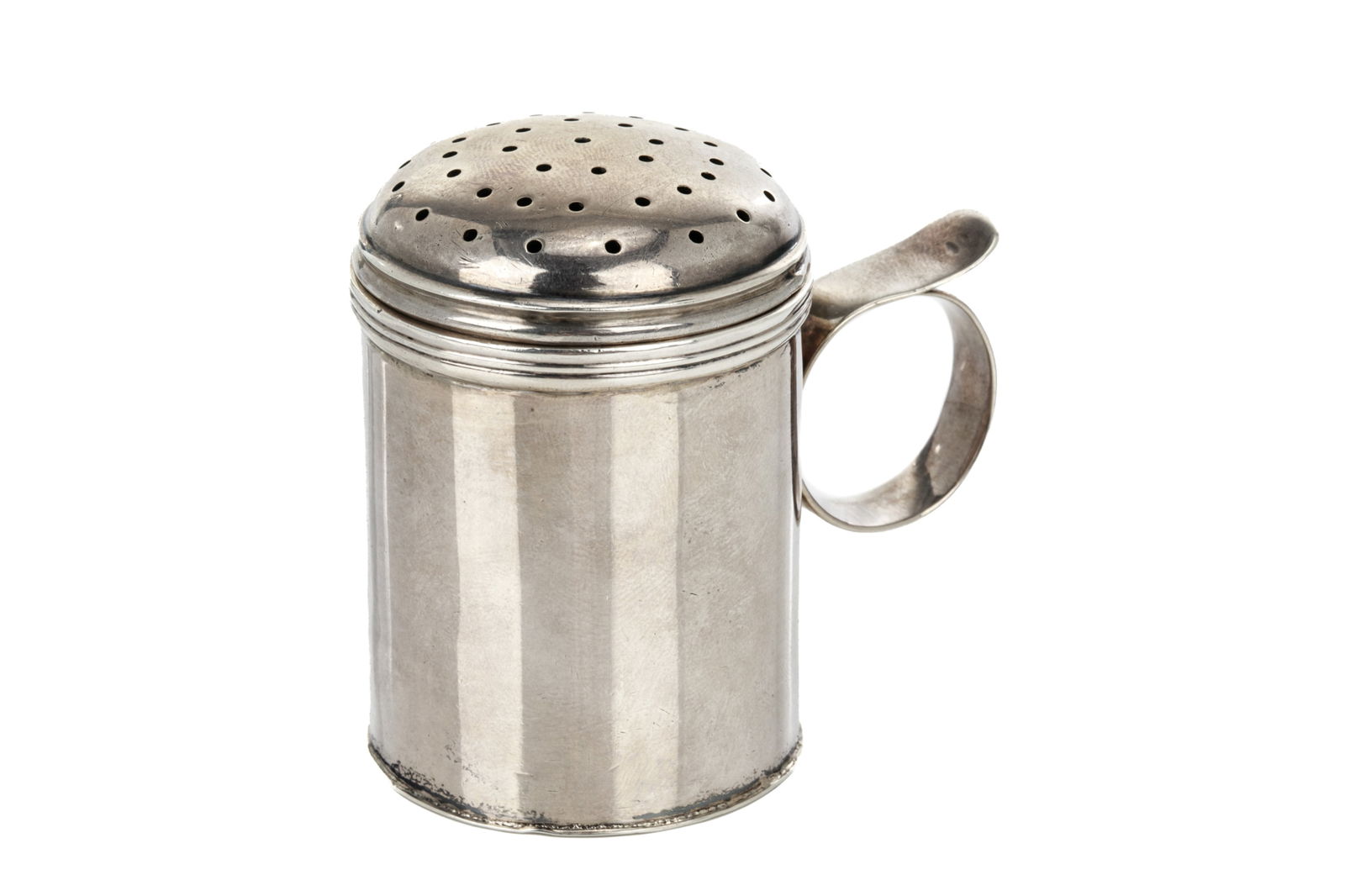 18th C PROVINCIAL SILVER KITCHEN CASTER, 86.6g (1 of 3)