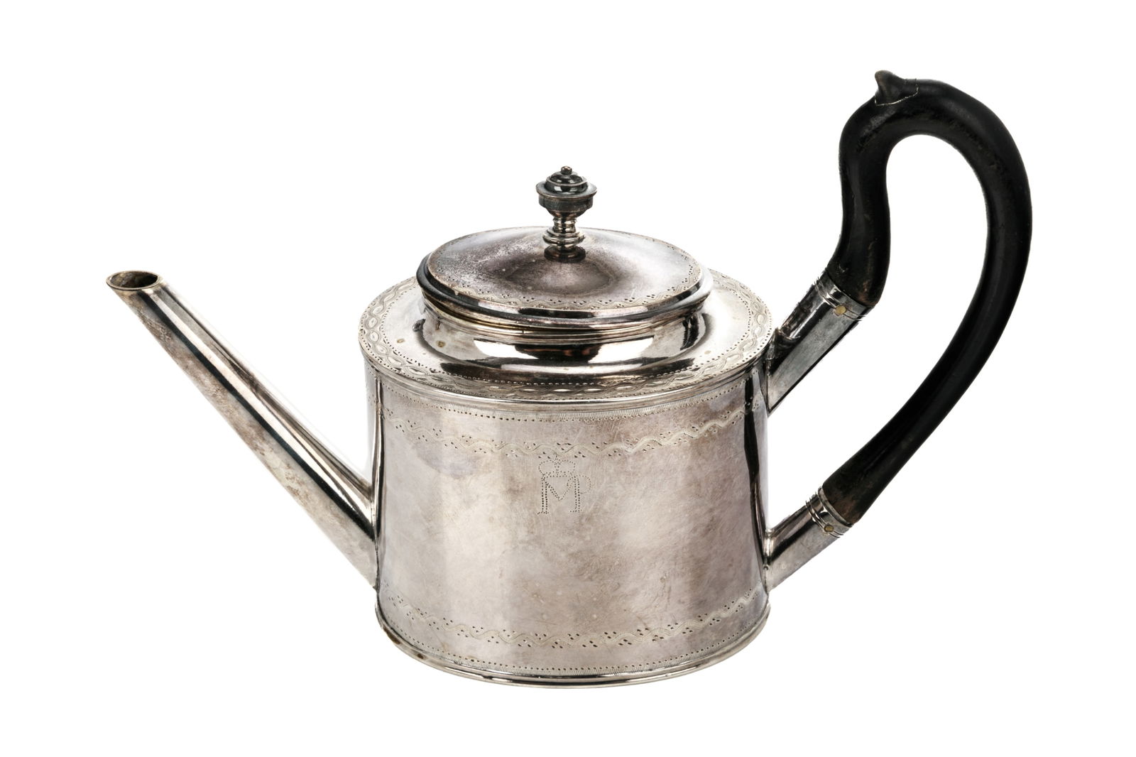 18th C AUGSBURG GERMAN SILVER TEAPOT, 507g (1 of 4)
