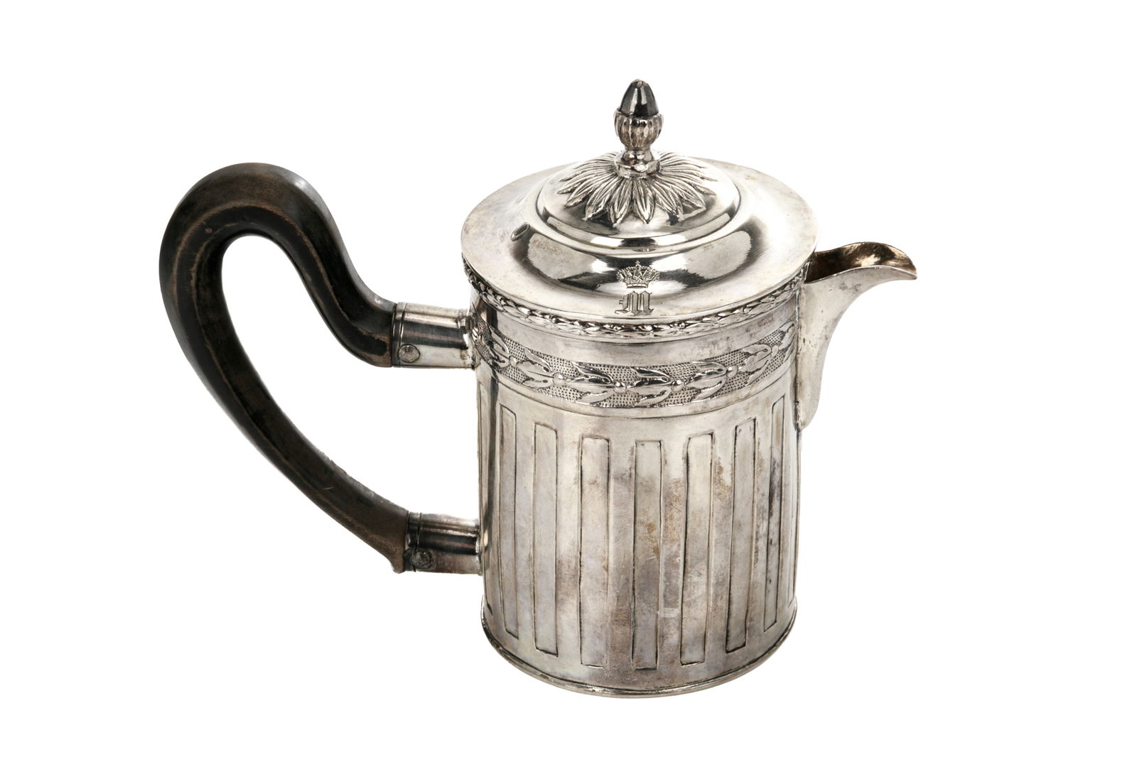 18th C AUGSBURG GERMAN SILVER TEAPOT, 370g (1 of 4)