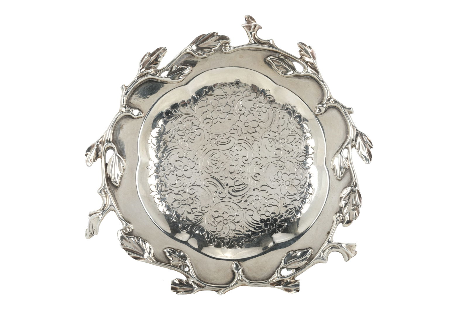 18th C DUTCH SILVER CARD TRAY, 166g (1 of 2)