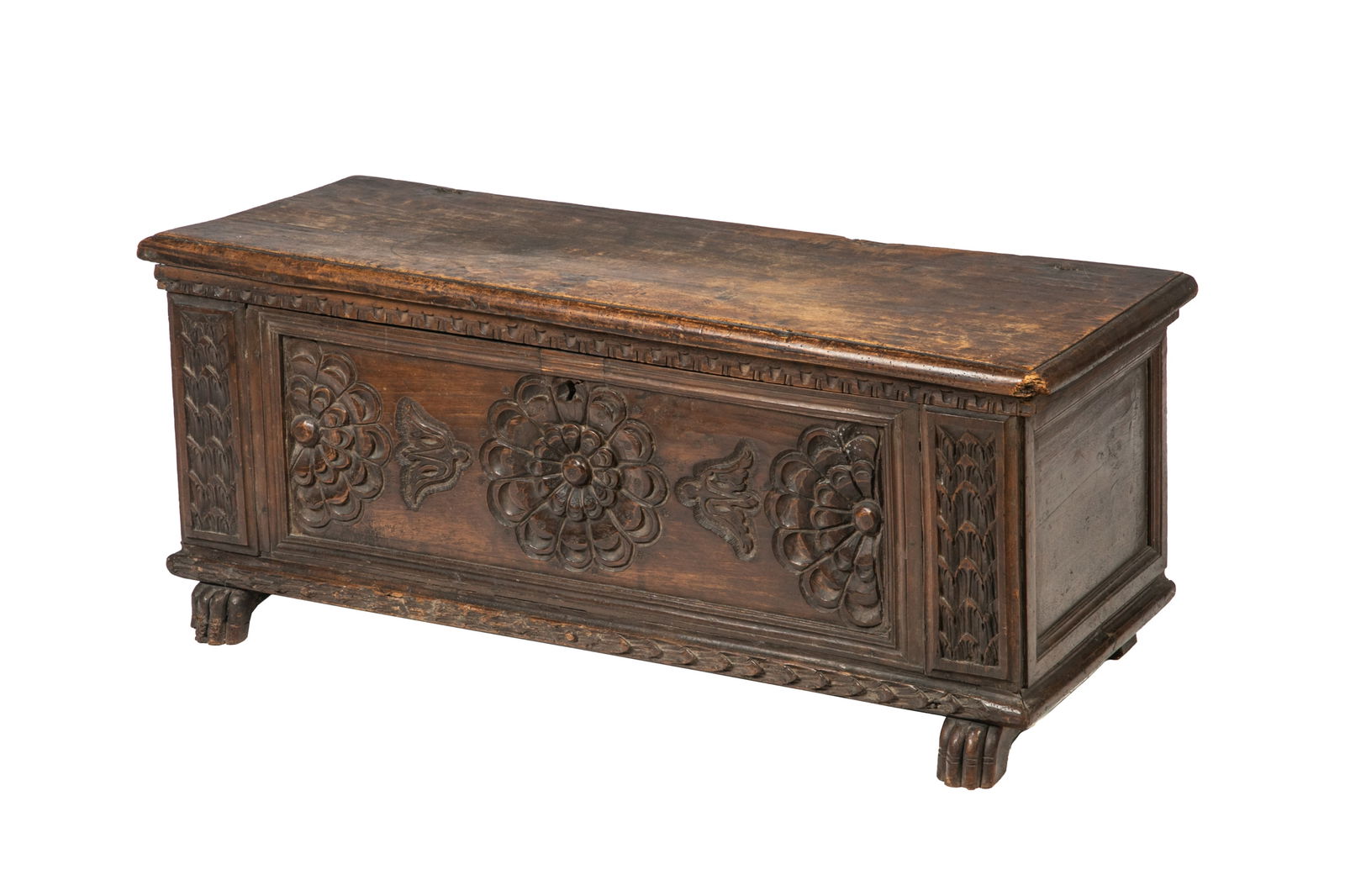 ANTIQUE CARVED WALNUT CASSONE CHEST (1 of 4)