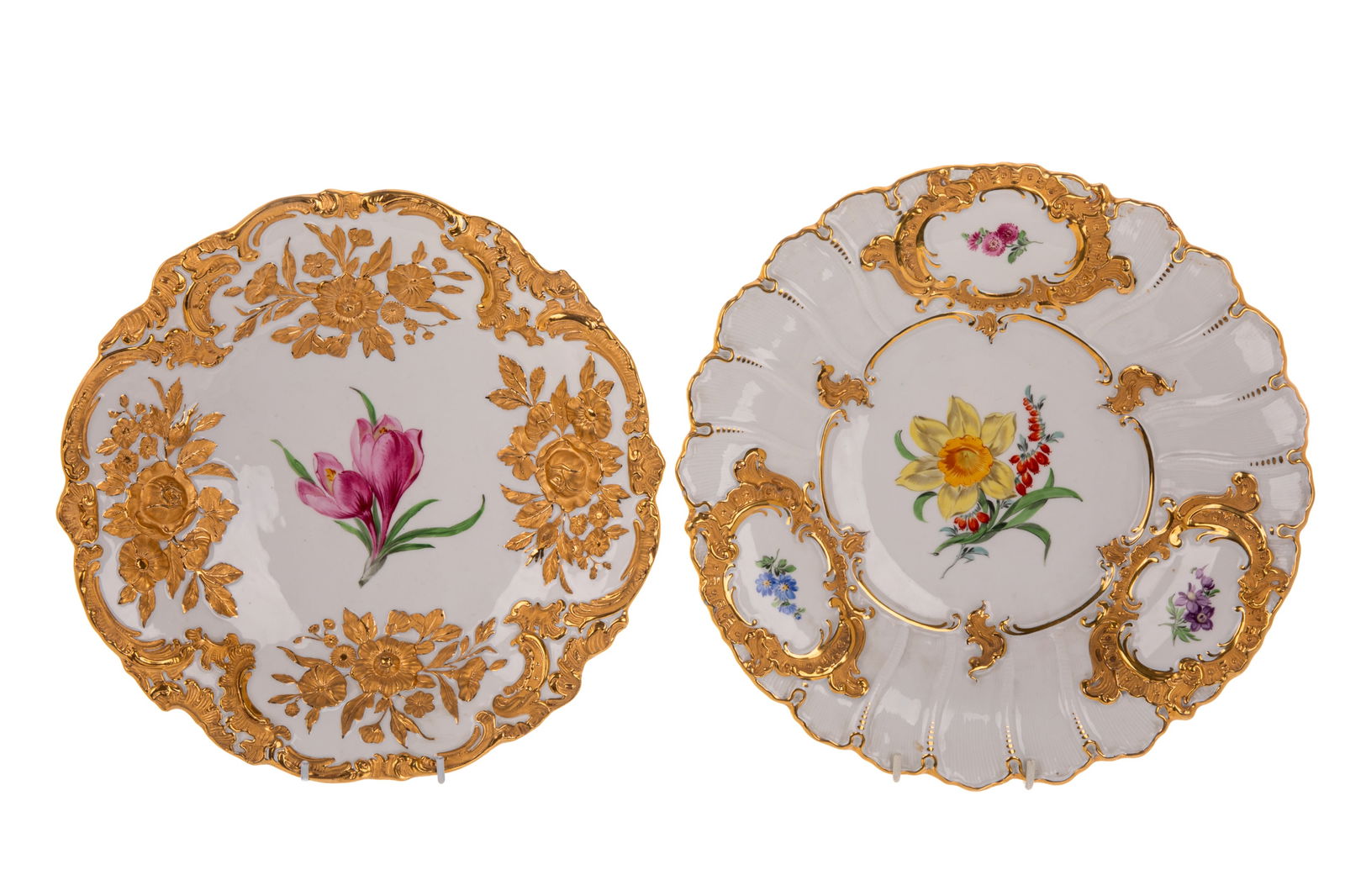 TWO MOULDED MEISSEN PORCELAIN CHARGERS (1 of 2)
