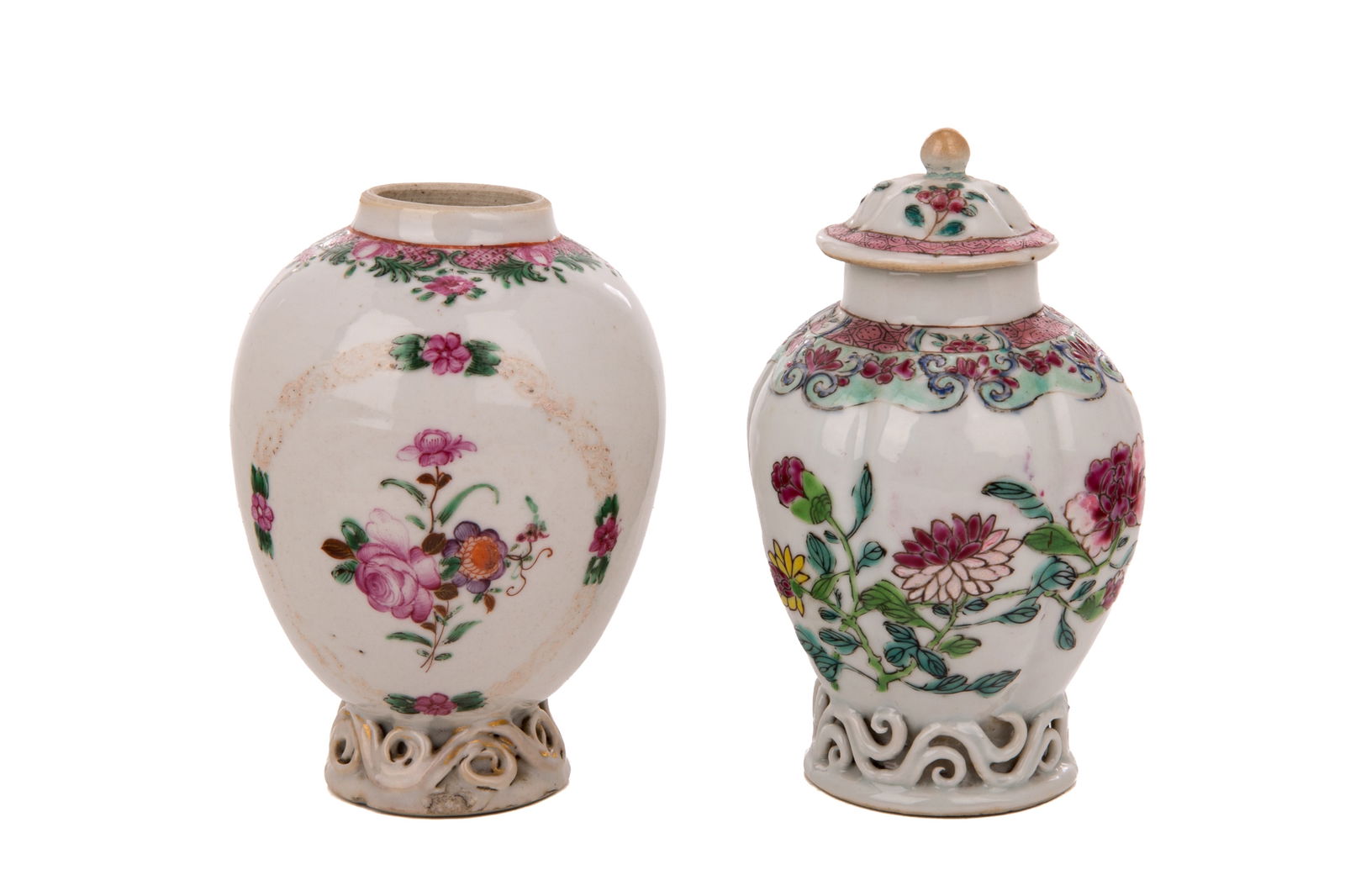 TWO 18th C CHINESE EXPORT PORCELAIN TEA CADDIES (1 of 4)