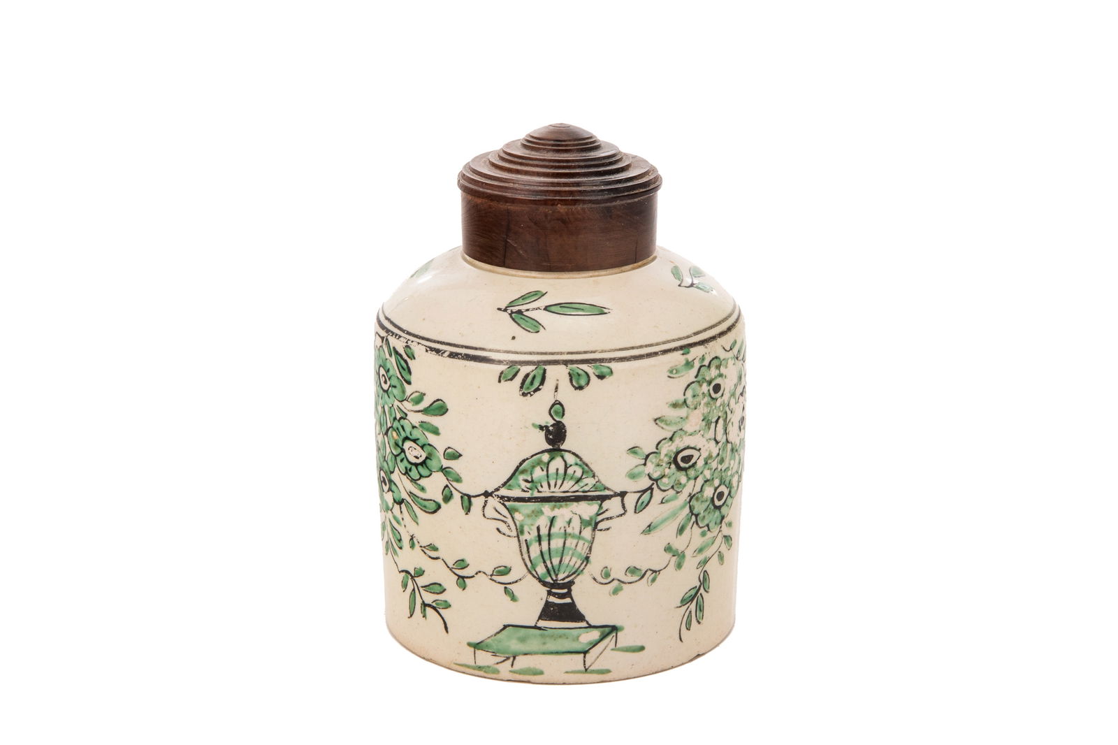 18th C ENGLISH CREAMWARE TEA CADDY (1 of 3)