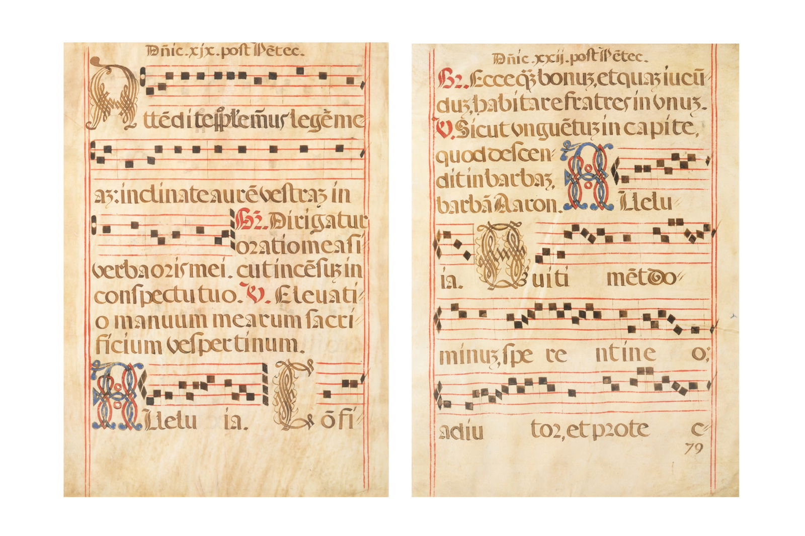PAIR OF FRAMED LATIN HYMNS ON PARCHMENT (1 of 8)
