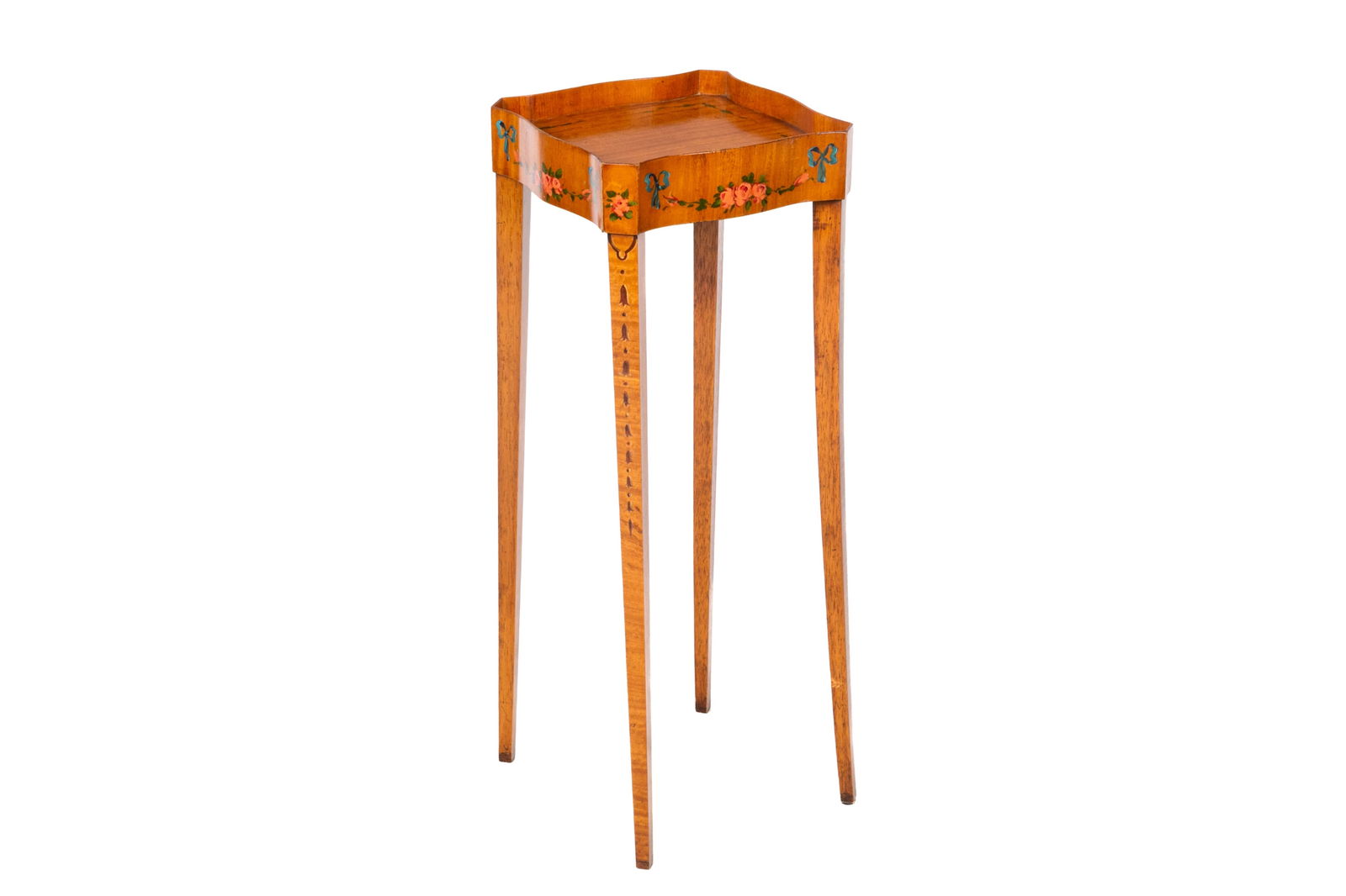 SMALL ENGLISH SATINWOOD CANDLE STAND (1 of 5)