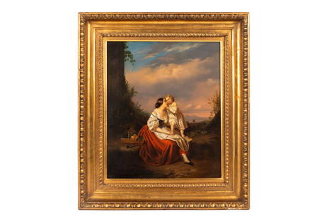 WILLIAM MULREADY (Irish, 1786-1863): Love and devotion Oil on panel Signed bottom rightH. 19" W. 16" Provenance: Galerie Bernard Desroches (Montreal)