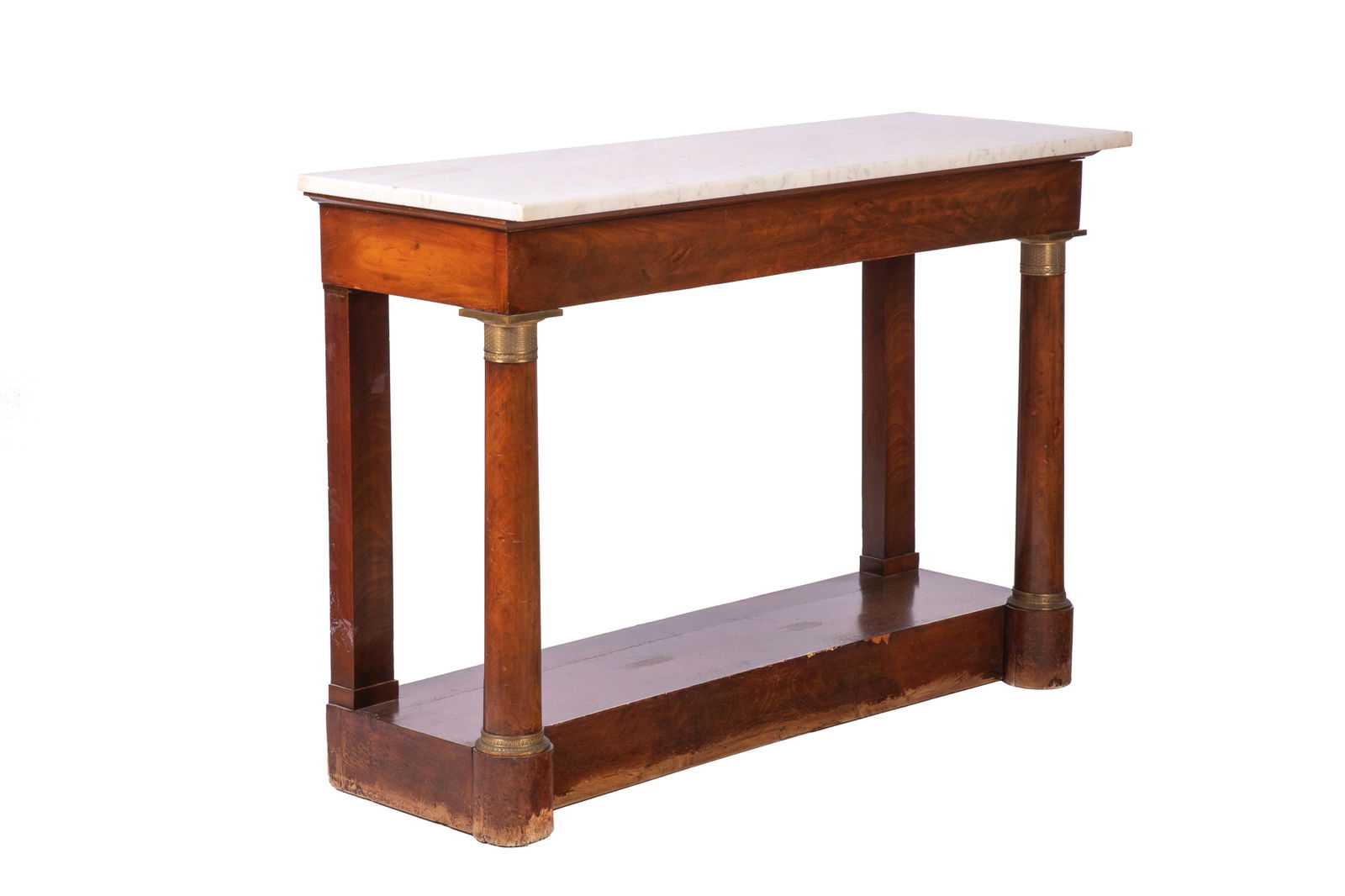 FRENCH WHITE MARBLE TOP CONSOLE TABLE (1 of 5)