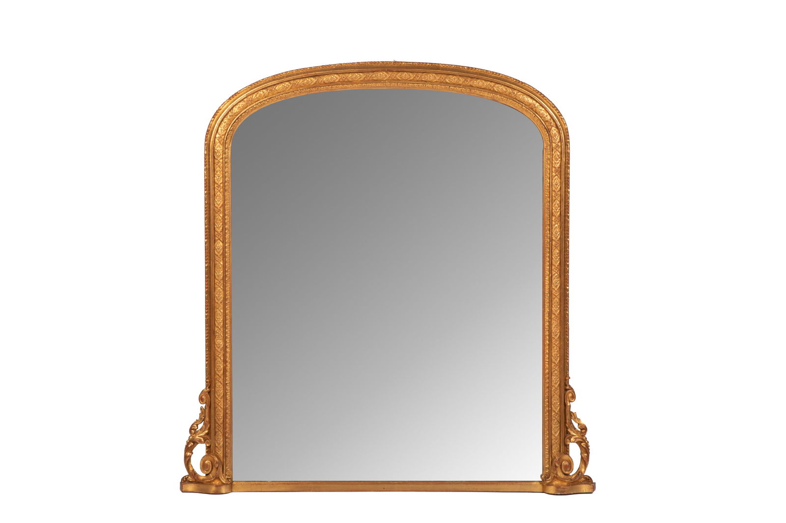 LARGE ANTIQUE CARVED GILTWOOD MIRROR (1 of 2)