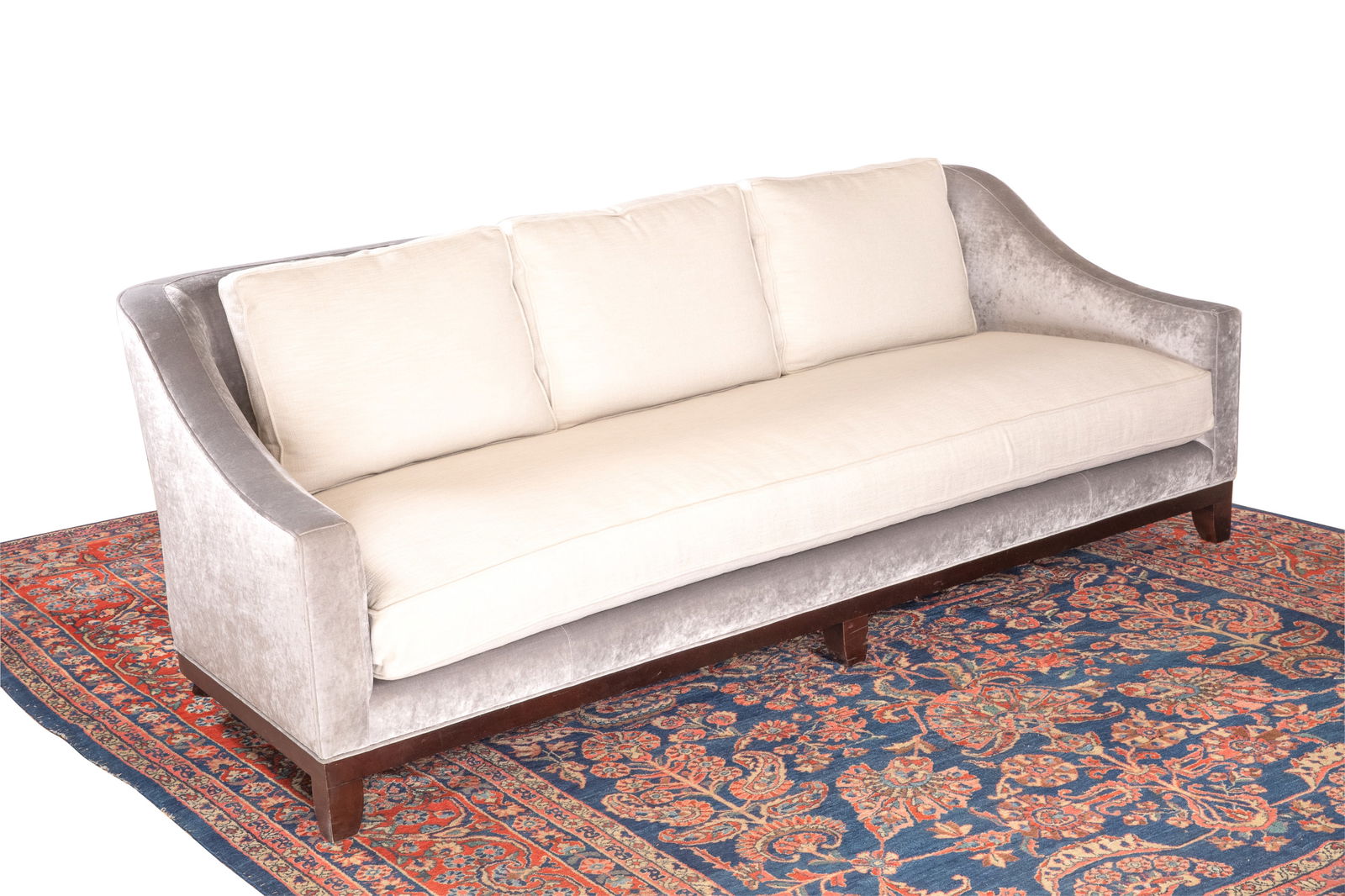 MODERN SLOPE-ARM SOFA: Sudio B. Reupholstered by Louis interiors through Chapi Chapo designs H.: 33 1/2'' W.: 93 1/2'' D.: 41''