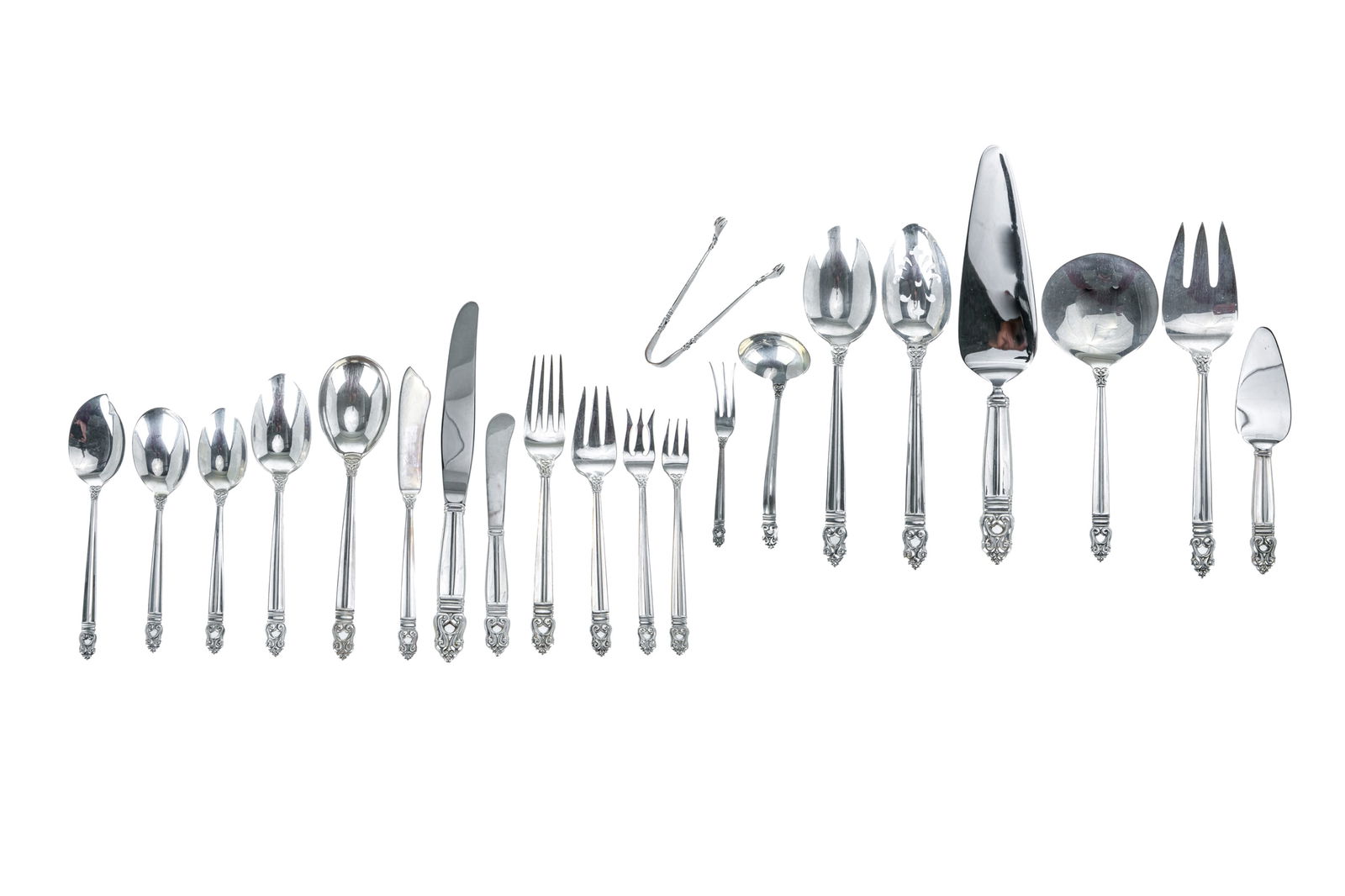 101 PCS OF ROYAL DANISH SILVER FLATWARE, 3642g (1 of 2)