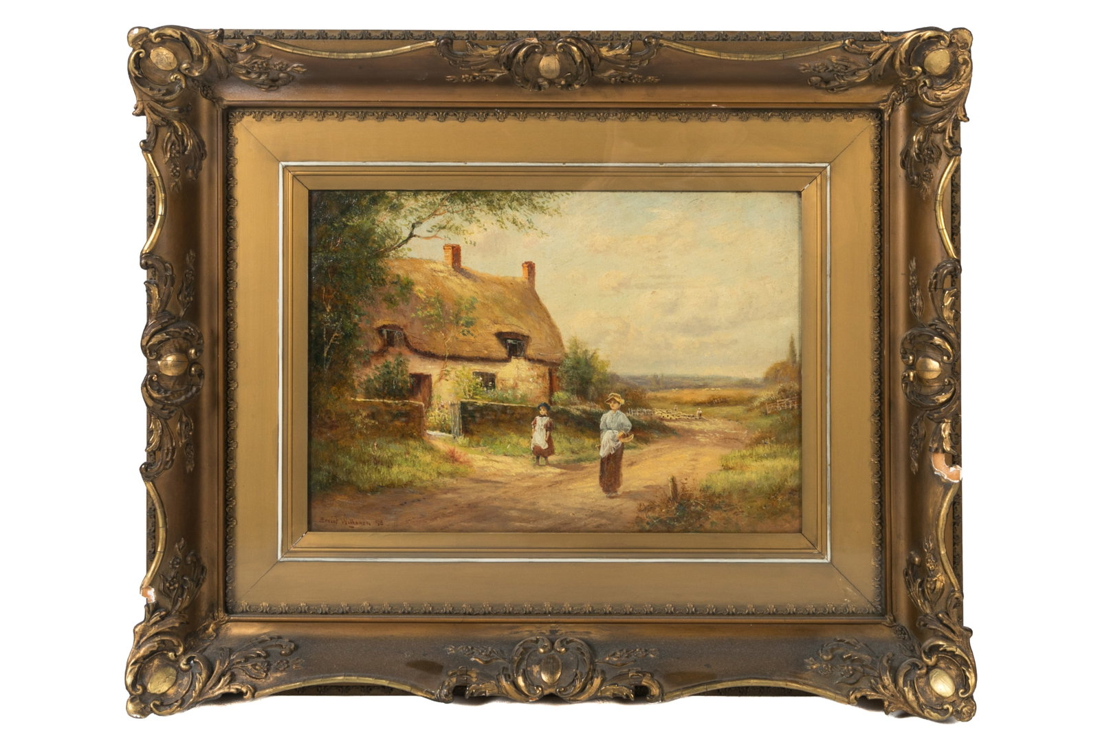 ERNEST CHARLES WALBOURN (British, 1872-1927): Cottage Oil on canvas Signed bottom left H.: 11 1/4" W.: 16 1/4"